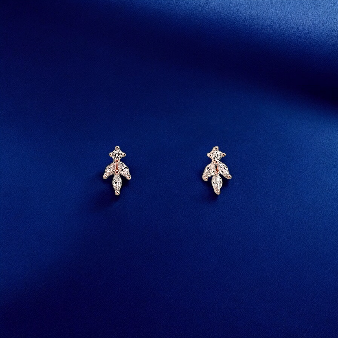 PurpleLuck Florence Rose Gold Earrings. Mini Sterling Silver Studs for Office and daily wear. Luxury Gift for Sister