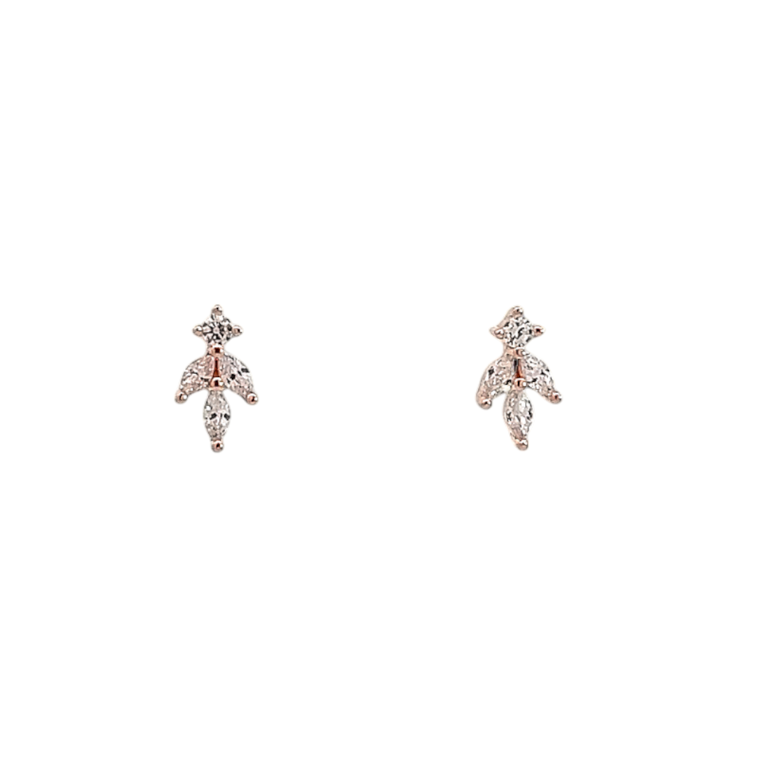 PurpleLuck Florence Rose Gold Earrings. Mini Sterling Silver Studs for Office and daily wear. Luxury Gift for Sister
