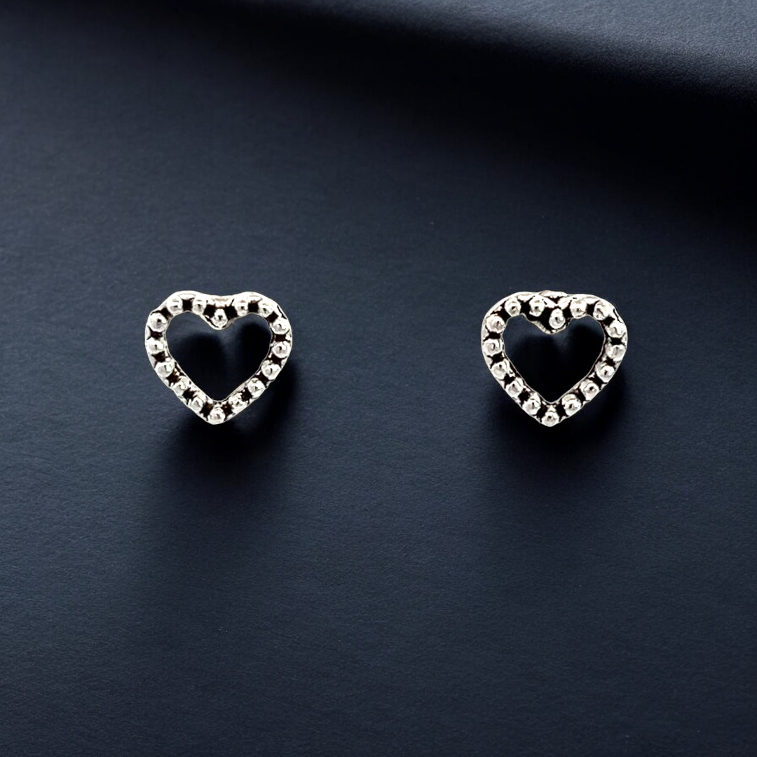 Purpleluck Teresa Oxidized Silver Earrings. Lightweight and heart shaped sterling silver earrings for girls and women