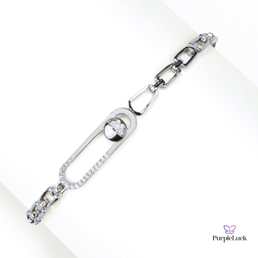 Purpleluck Minissha 925 Silver Bracelet in dainty design. Elegant charm bracelet for Women and girls. Ideal Gift for girlfriend.