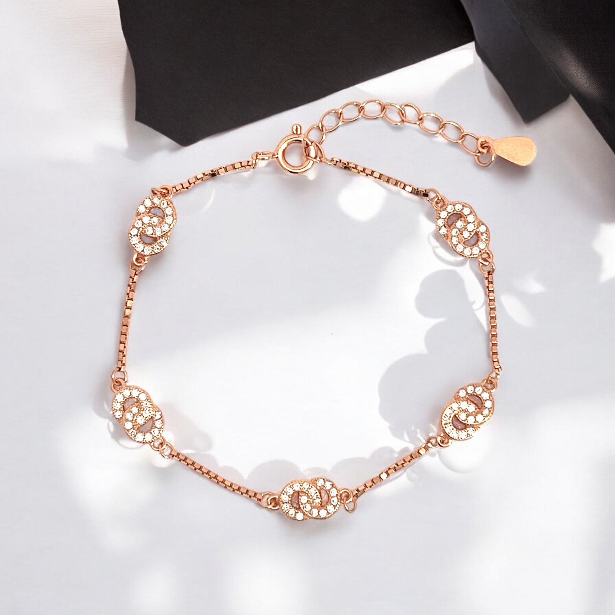 Purpleluck Grace 925 Silver Bracelet- Daily wear simple rose gold bracelet for girls and women