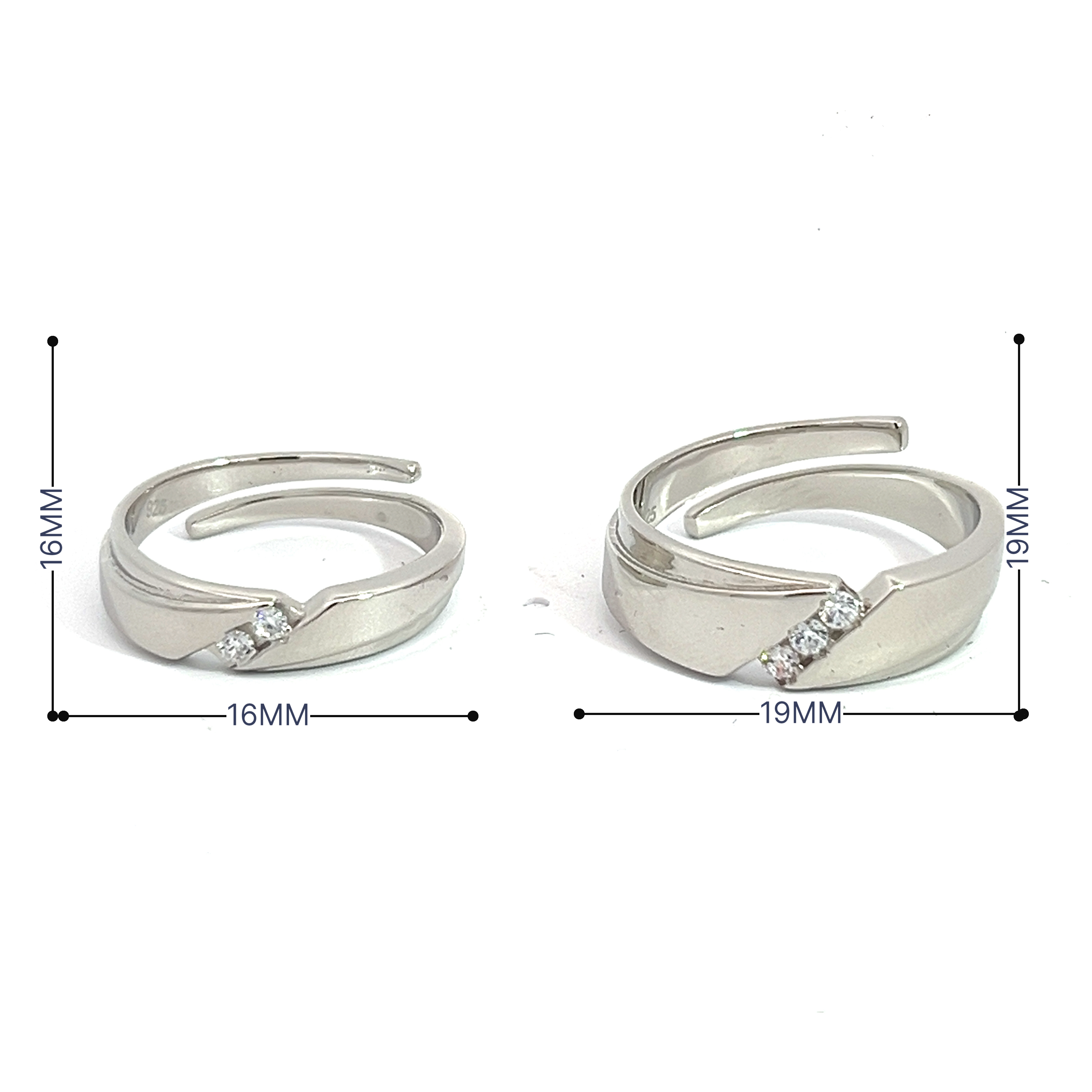 PurpleLuck Karlie 925 Silver Couple Rings Luxury adjustable elegant rings for romantic gift. Couple rings for Man and Women