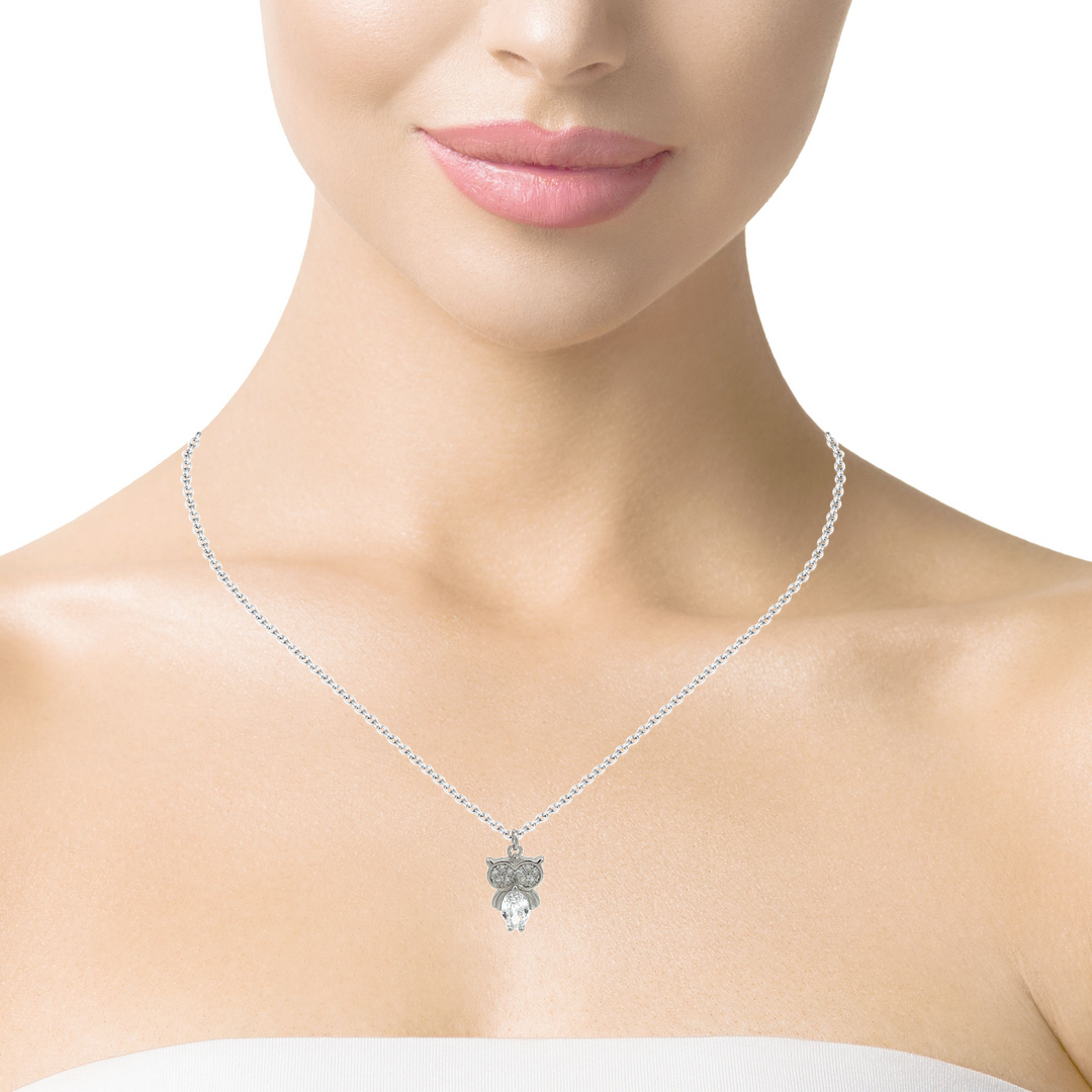 PurpleLuk Owl 925 Silver Pendant for girls and women everyday and party wear
