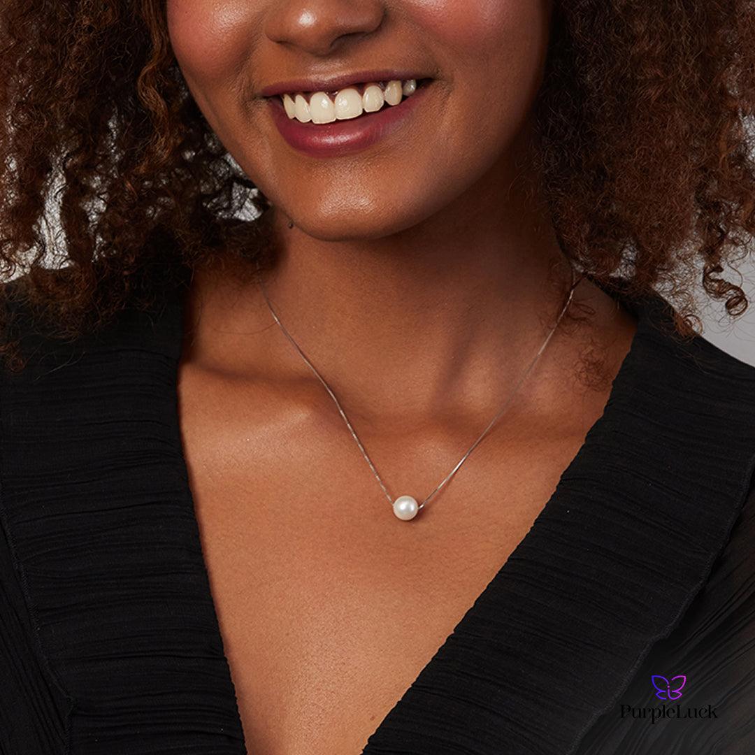 PurpleLuck Kristen Silver White Pearl Necklace Perfect for Office and party wear. Ideal gift for Women and girls
