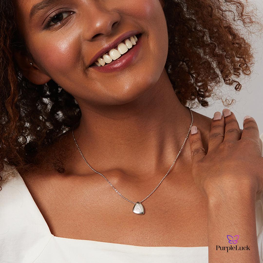 Purpleluck Silver Diva Necklace. Sterling Silver Contemporary minimal design pendant for women and girls for daily wear