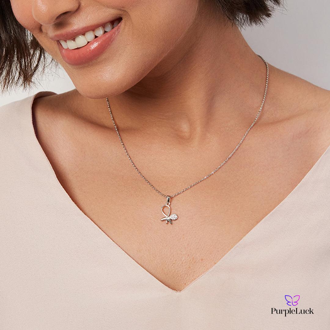 purpleluck gisele silver pendant. Butterfly shaped sterling silver pendant