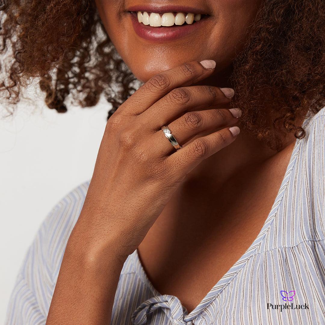 PurpleLuck Karlie 925 Silver Couple Rings Luxury adjustable elegant rings for romantic gift. Couple rings for Man and Women