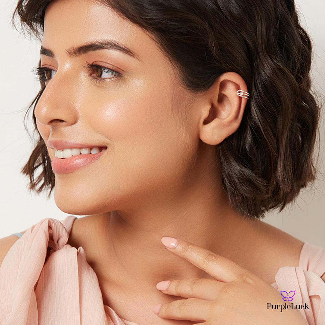PurpleLuck Julia 925 Silver Ear Cuffs for daily and party wear for girls and women. Minimal and modern design