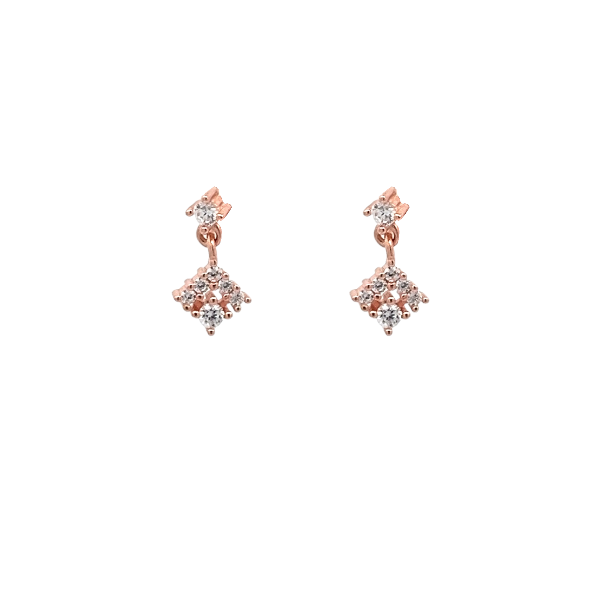 PurpleLuck Shirley Rose Gold Earrings. Sterling Silver trendy small earrings for women and girls