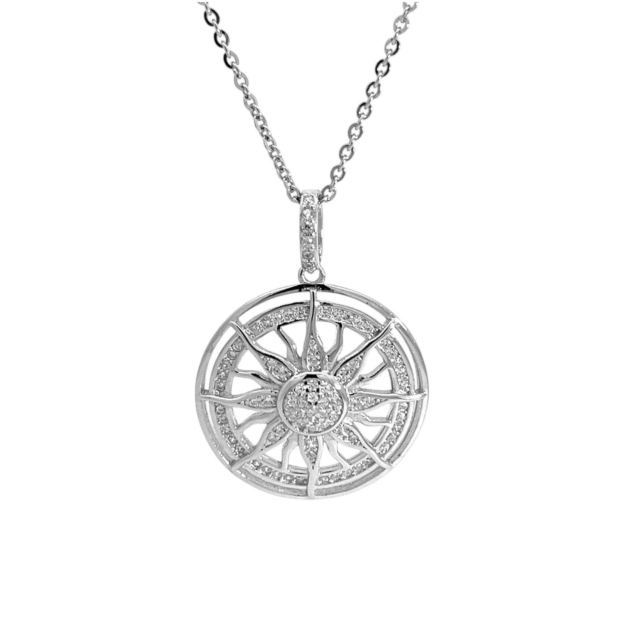 PurpleLuck Sunburst Diamond 925 Silver Pendant. Women and girls' dainty sun pendant. Gift for girlfriend