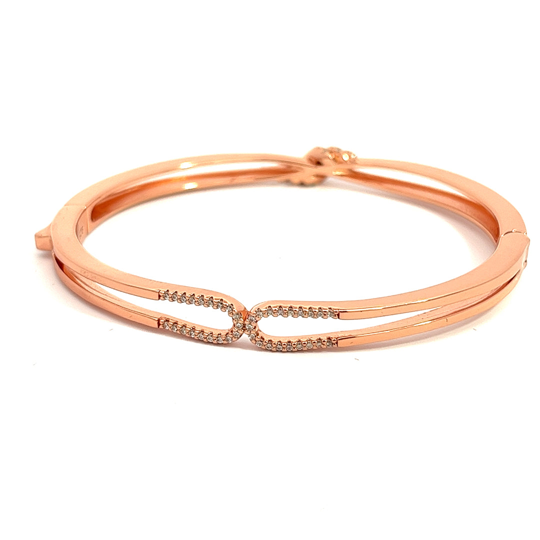 PurpleLuck Vanessa 925 Silver Bracelet in Rose Gold Plating. Dual sided festive wear bracelet for women and girls