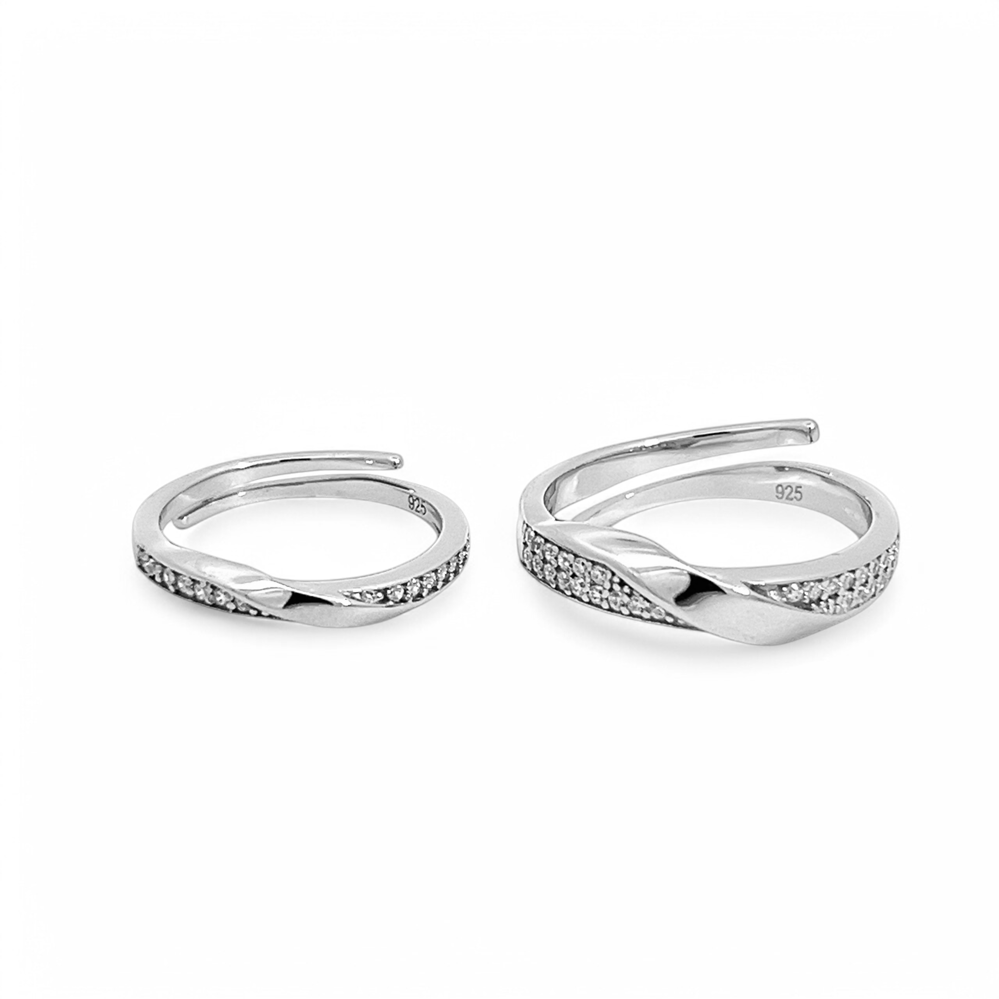 PurpleLuck Adline 925 Silver Couple Bands Luxury and Elegant jewelry for him and her