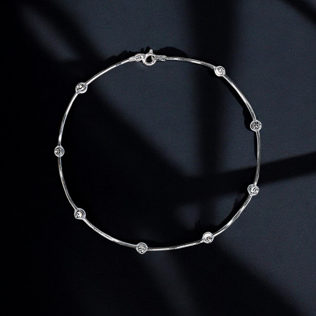 PurpleLuck Alyssa 925 Silver Anklet. Minimal sleek ankle jewellery for women and girls. Dainty single anklet