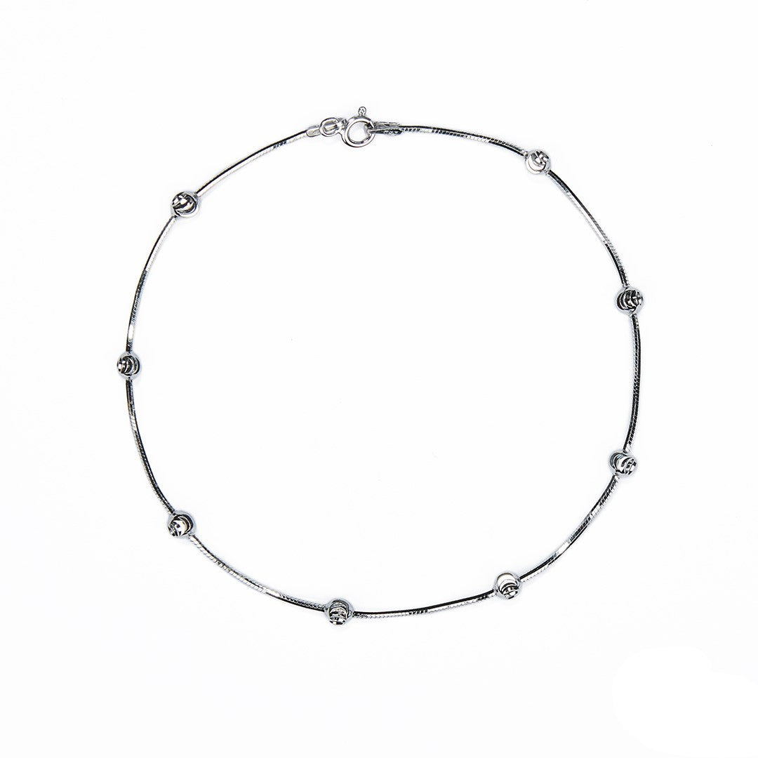 PurpleLuck Alyssa 925 Silver Anklet. Minimal sleek ankle jewellery for women and girls. Dainty single anklet