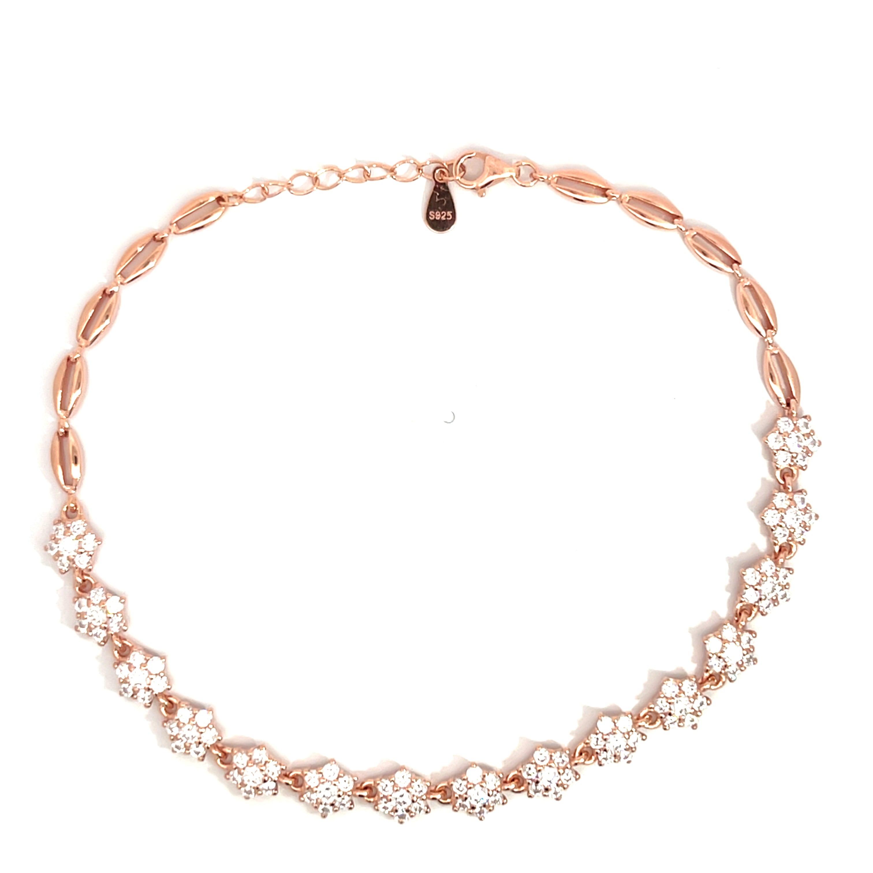 PurpleLuck Shimmering Floral 925 Silver Anklet trendy foot jewellery