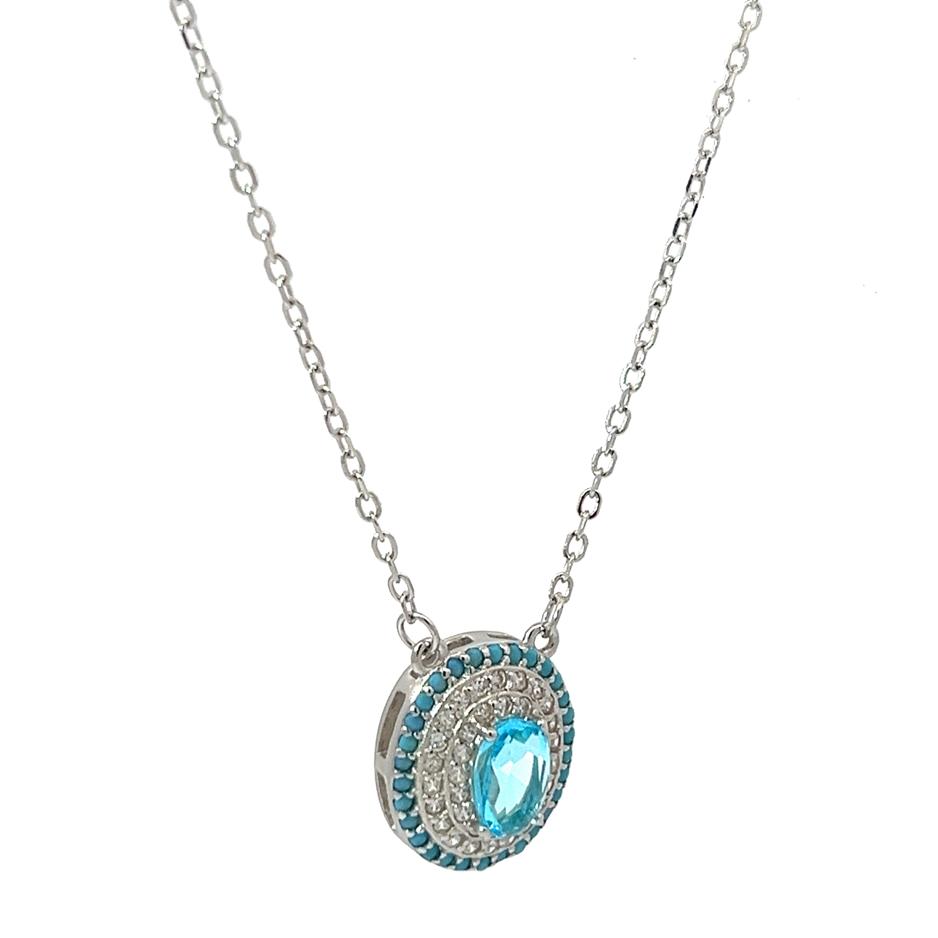Purpleluck Elegant Blue Gemstone 925 Silver Pendant. Trendy pendant design for women and girls