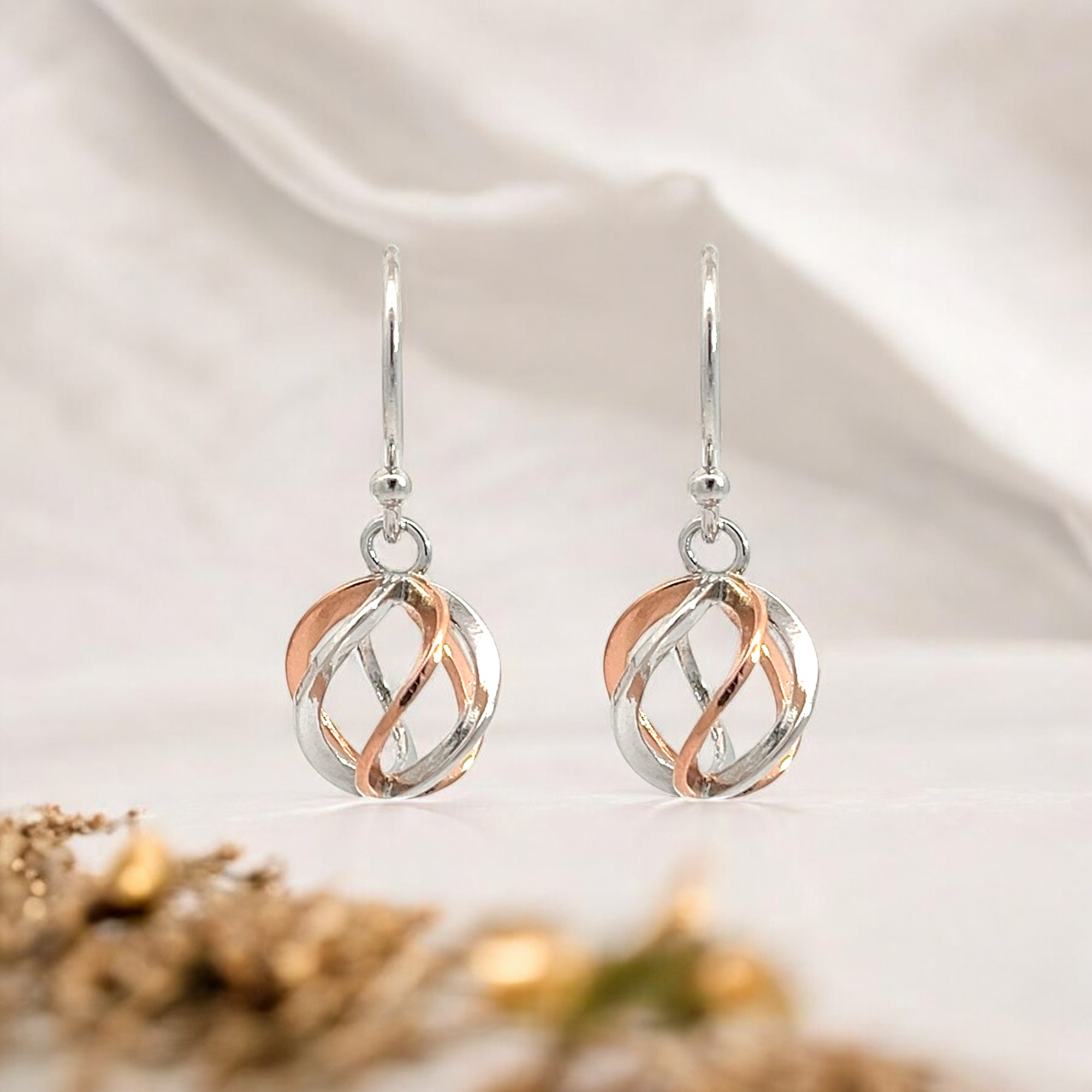 Purpleluck Rose Gold Silver Celtic Dangle Earrings
