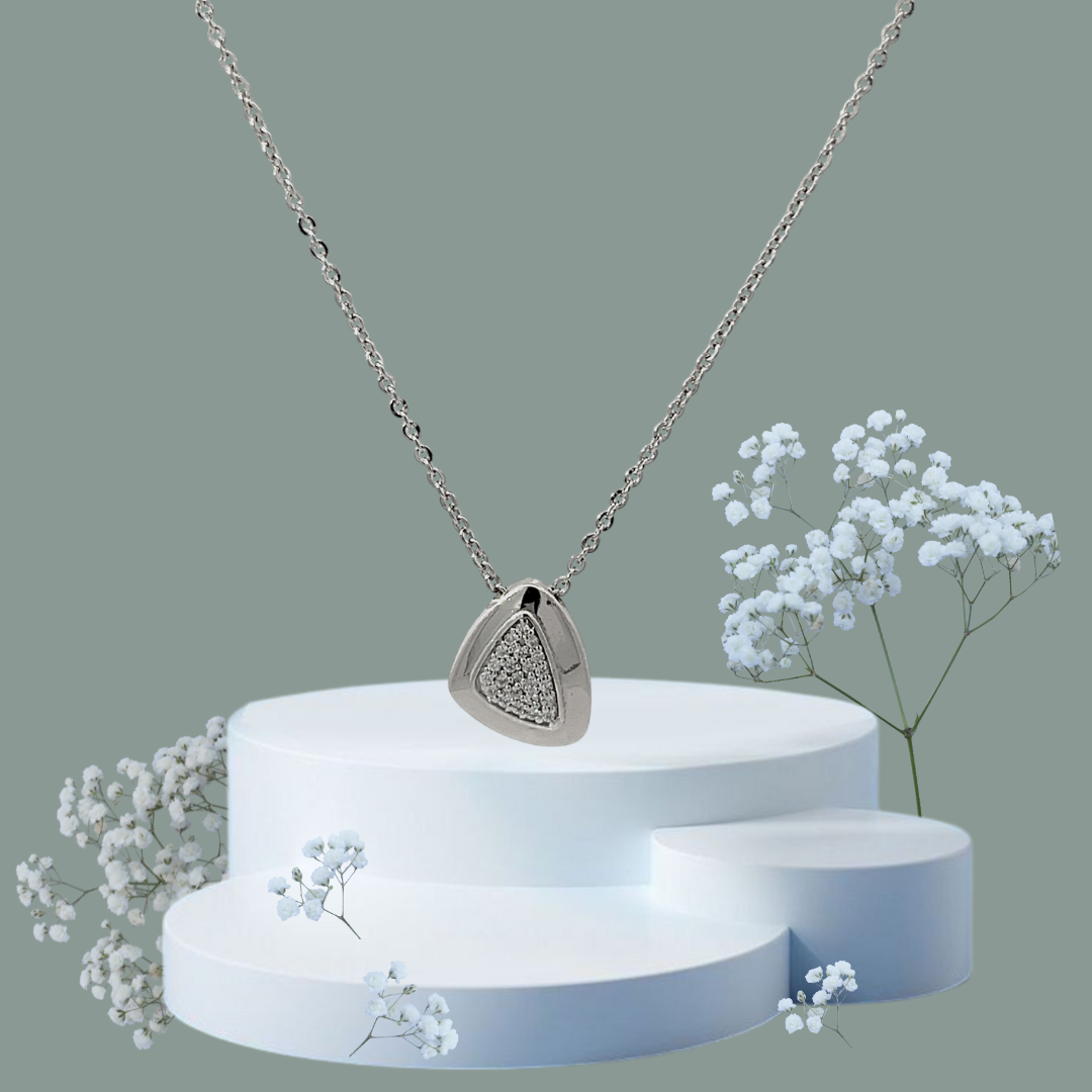 Purpleluck Silver Diva Necklace. Sterling Silver Contemporary minimal design pendant for women and girls for daily wear