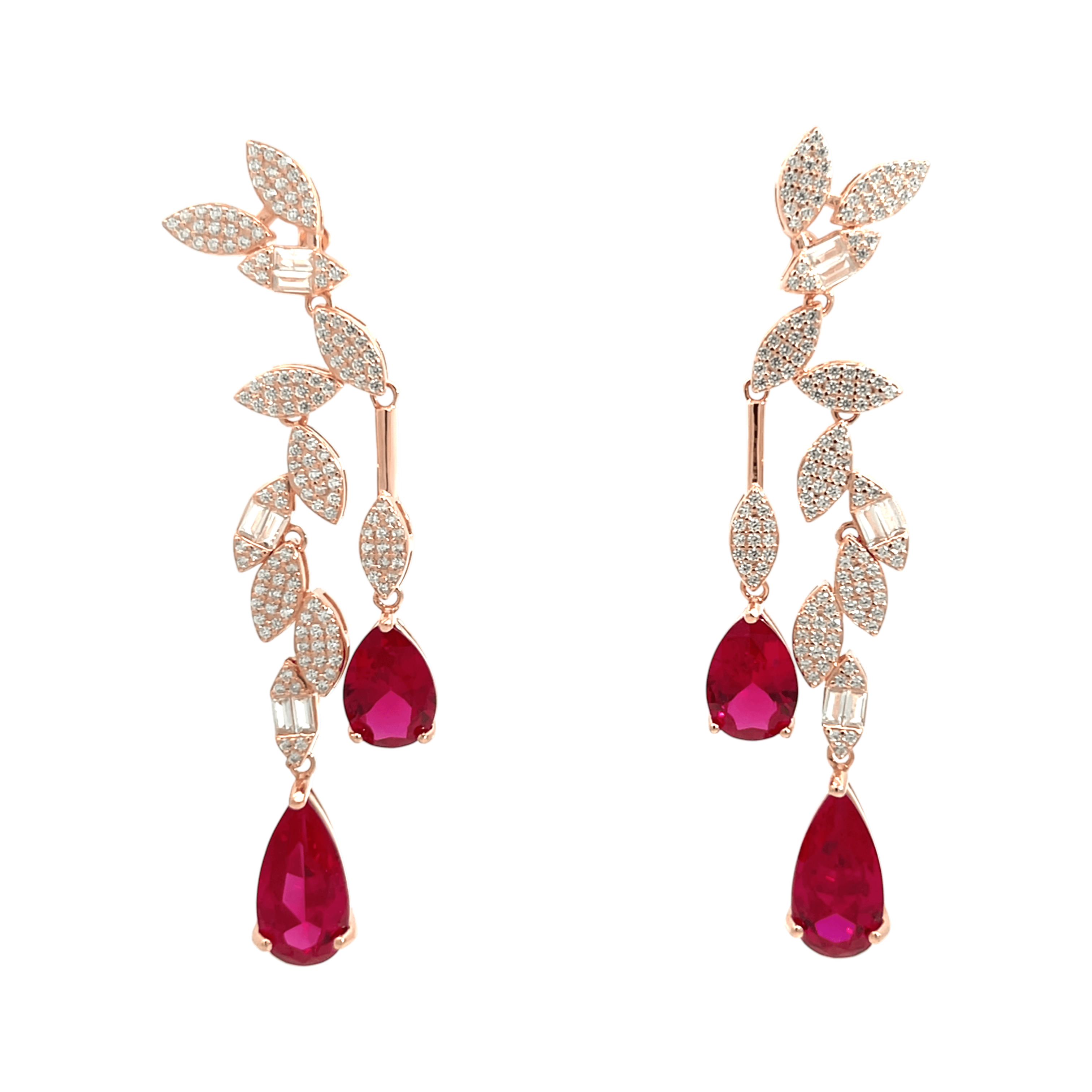Purpleluck Ruby Enchanted 925 Silver Earrings. Elegant design earrings. Festive wear. Romantic and Indian wear