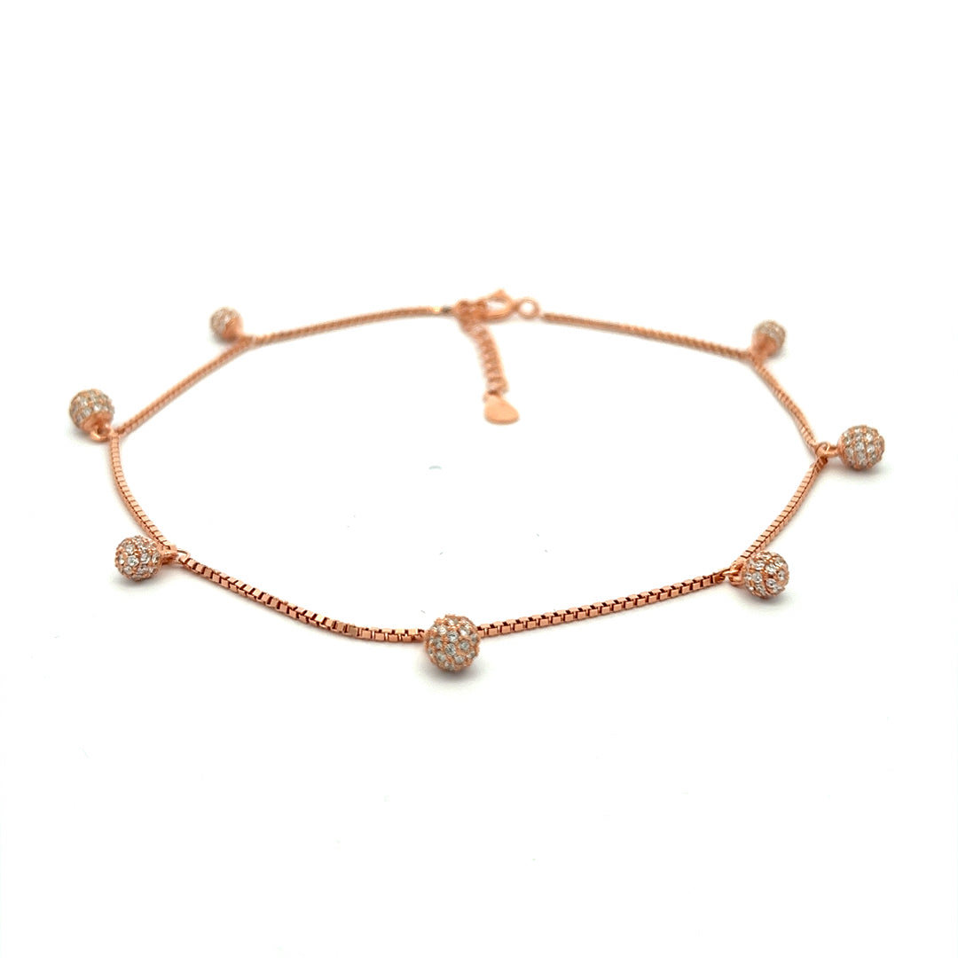 Purpleluck Genelia 925 Silver Anklet- Rose Gold plated anklet with adjustable length. Simple and elegant design for women