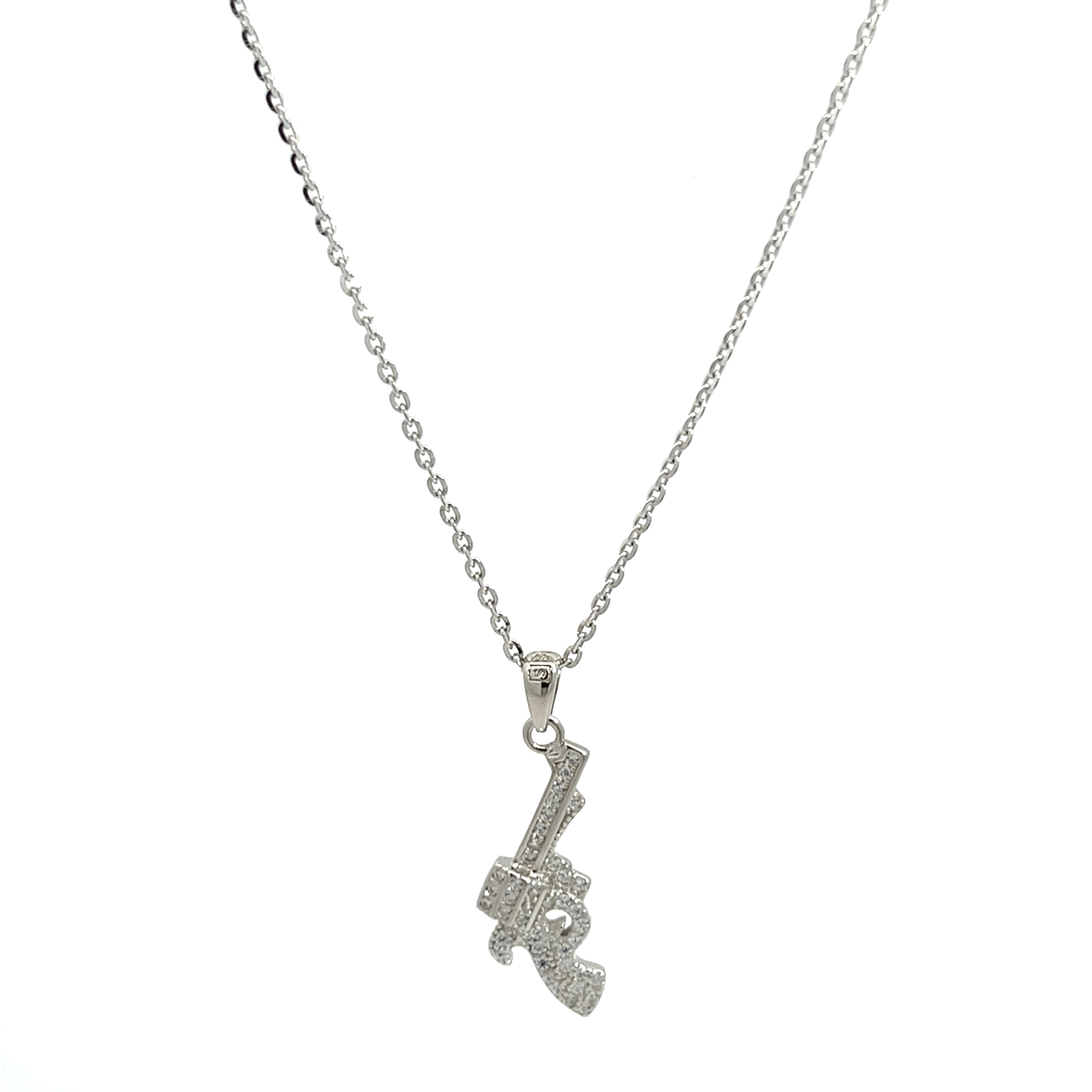 Purpleluck Dazzle Pistol 925 Silver Pendant pistol shaped pendant with chain for women