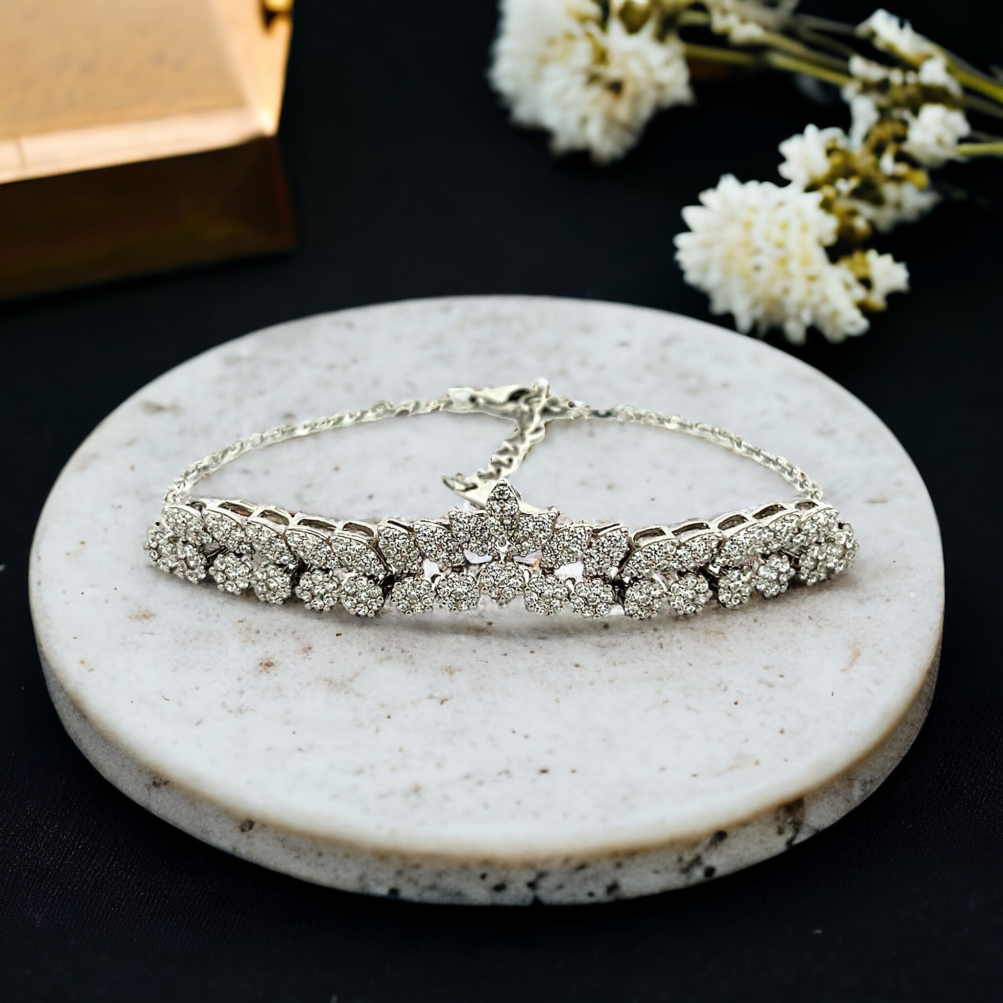 PurpleLuck Haerin Sterling Silver Bracelet for luxury gifting for women adjustbale chain