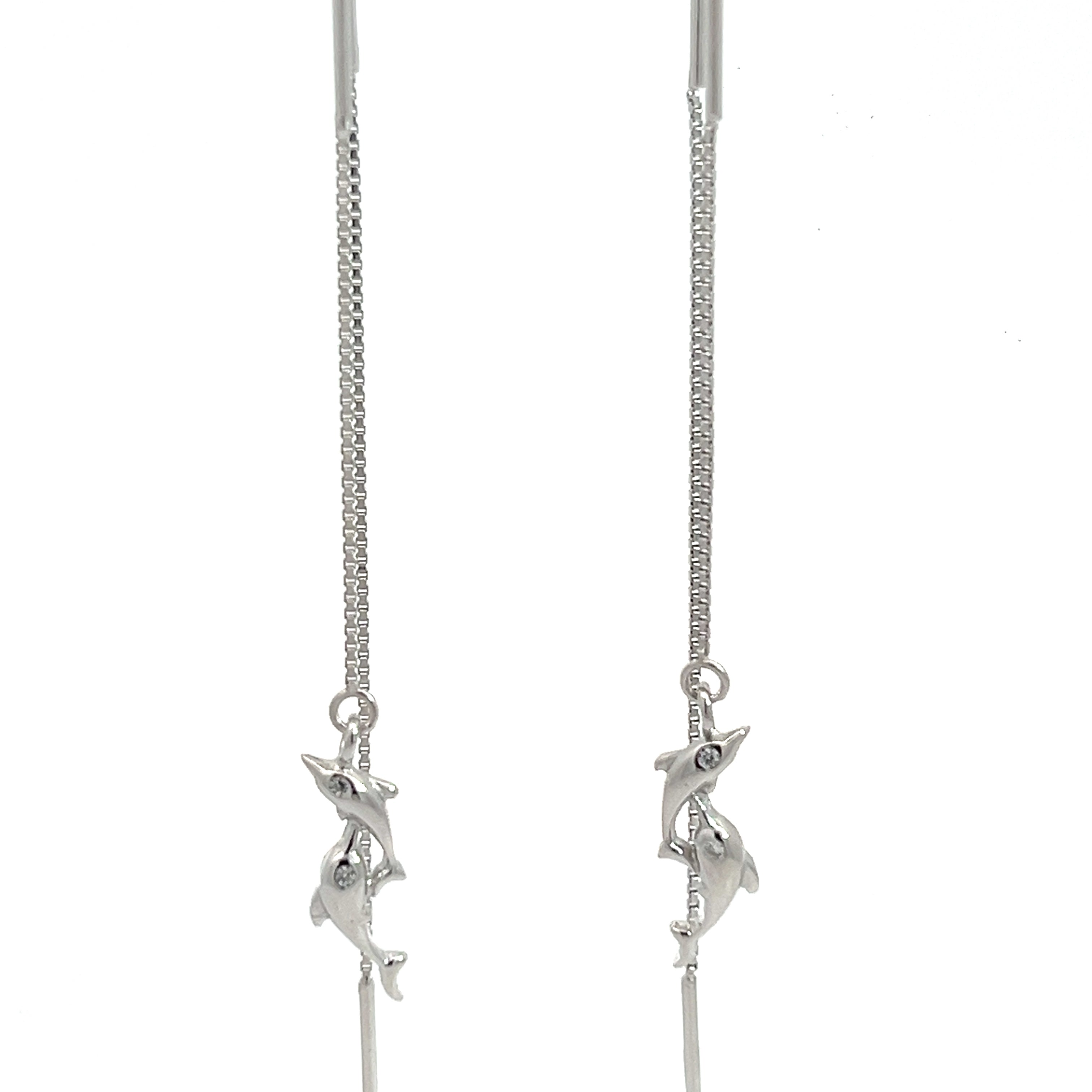 PurpleLuck Helena 925 Silver Thread Earrings with Elegant design for daily wear dolphin charm earrings