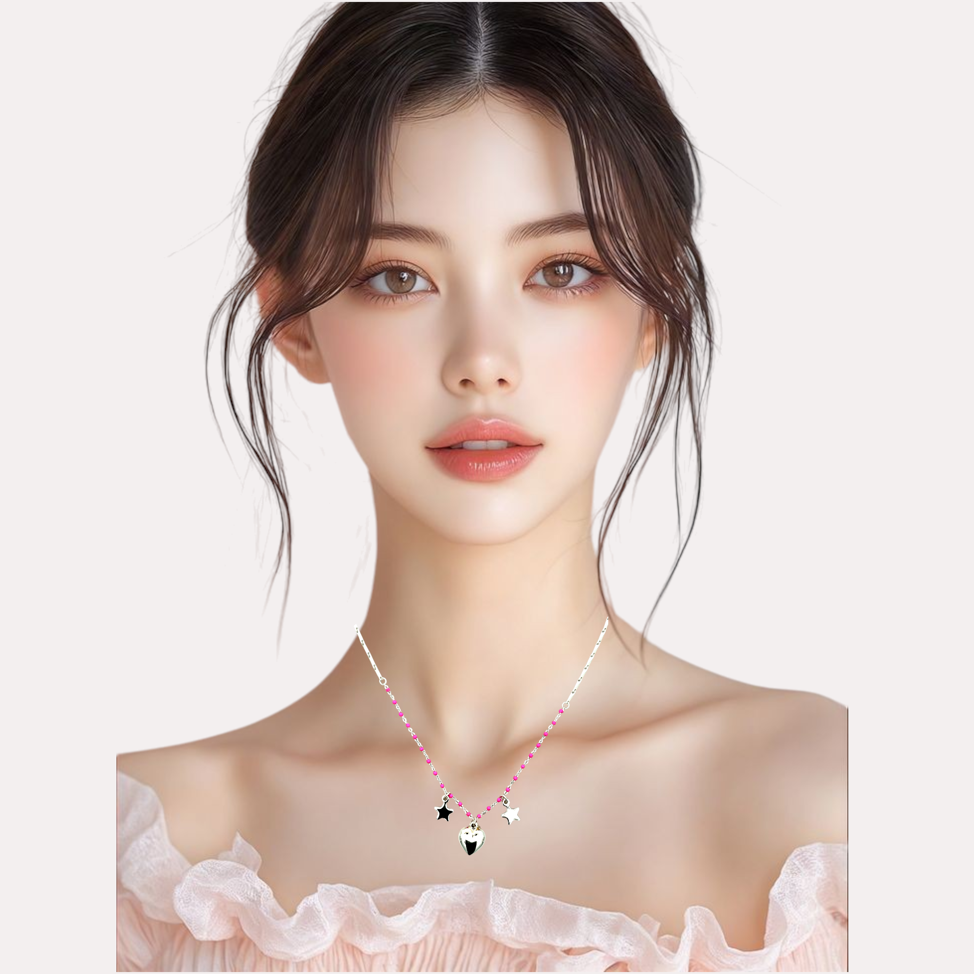 Purpleluck Heartfelt Constellation 925 Silver Necklace. Heart and star shaped necklace for gifting to girlfriends
