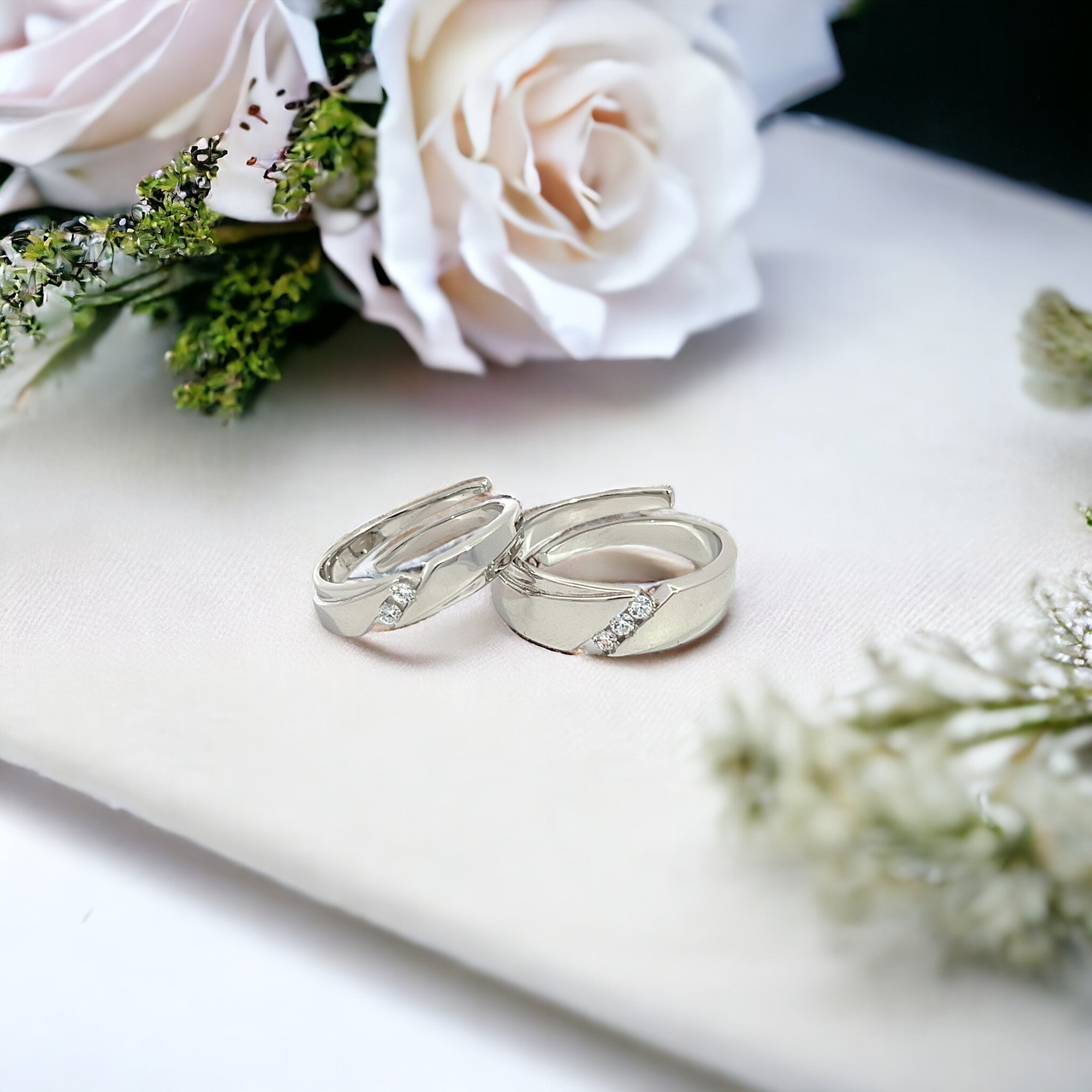 PurpleLuck Karlie 925 Silver Couple Rings Luxury adjustable elegant rings for romantic gift. Couple rings for Man and Women