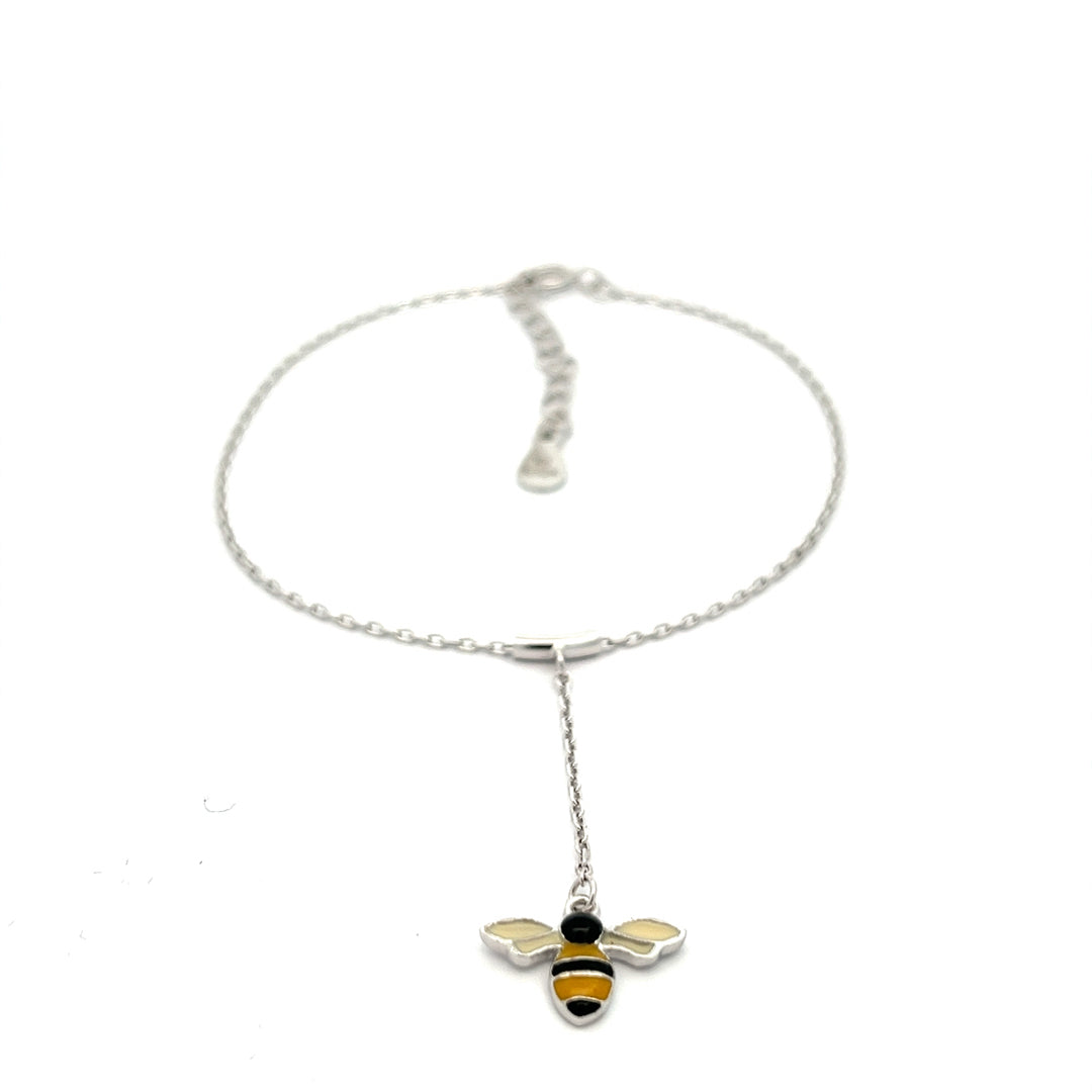 PurpleLuck Lucia 925 Silver Bracelet. Bee charm adjustable bracelet for girls and Women. Valentine and birthday gift for girlfriend