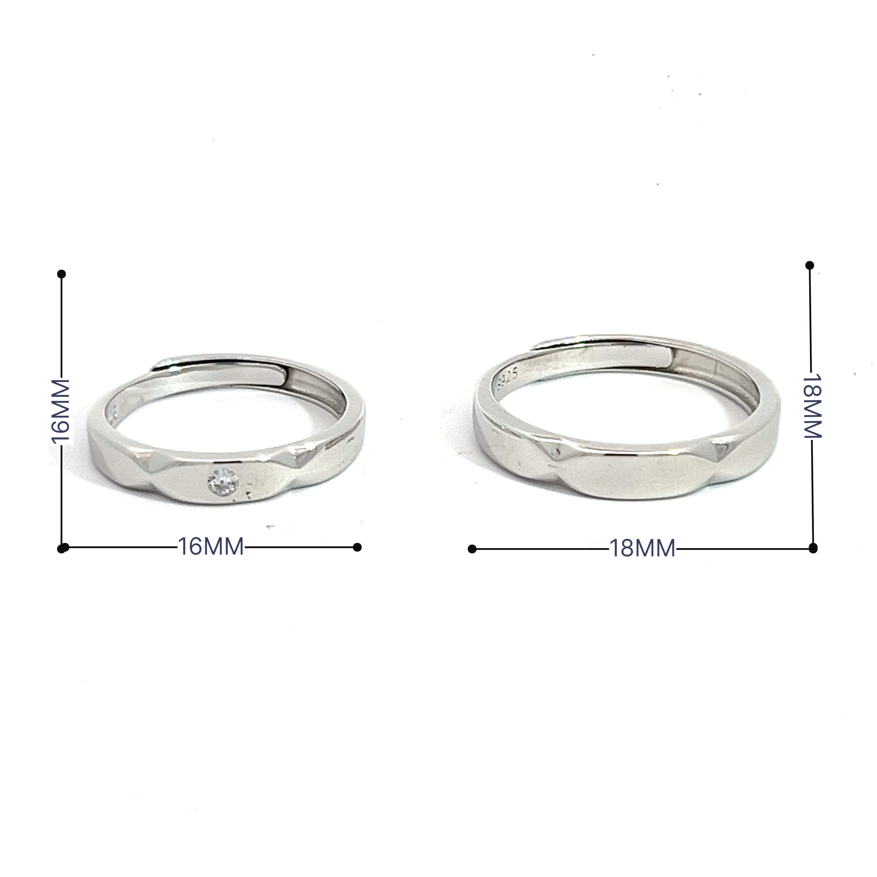Purpleluck- Minimal Silver Couple Rings