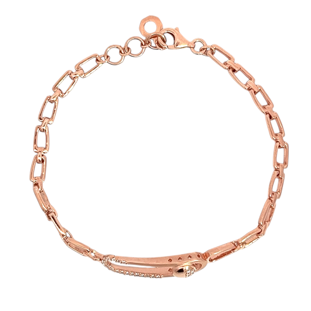 Purpleluck Minissha 925 Silver Bracelet in Rose Gold Plating. Elegant charm bracelet for Women and girls. Ideal Gift for girlfriend.