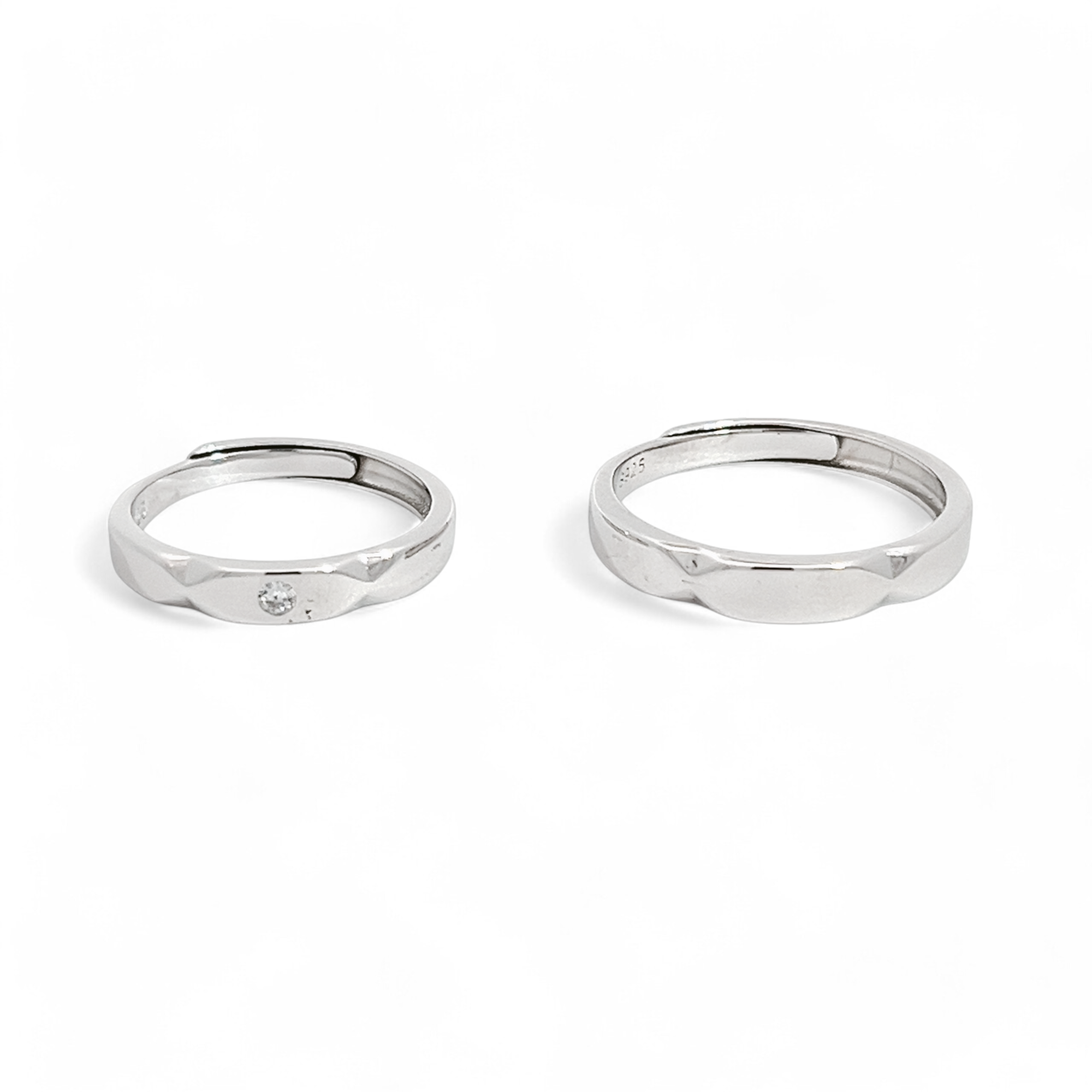 Purpleluck- Minimal Silver Couple Rings