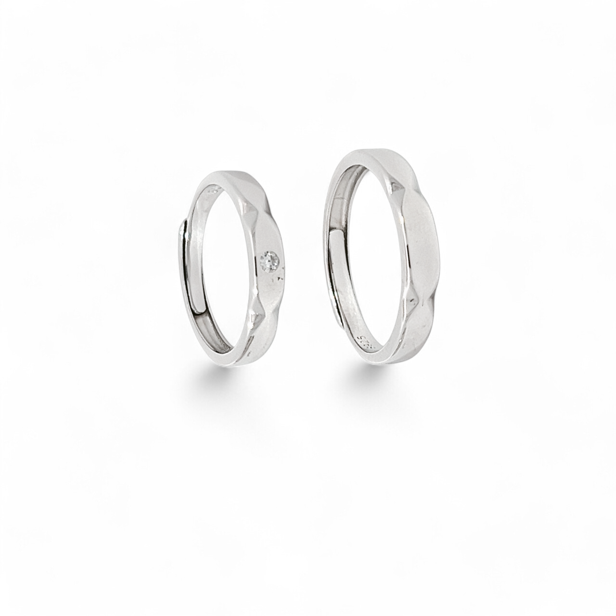 Purpleluck- Minimal Silver Couple Rings
