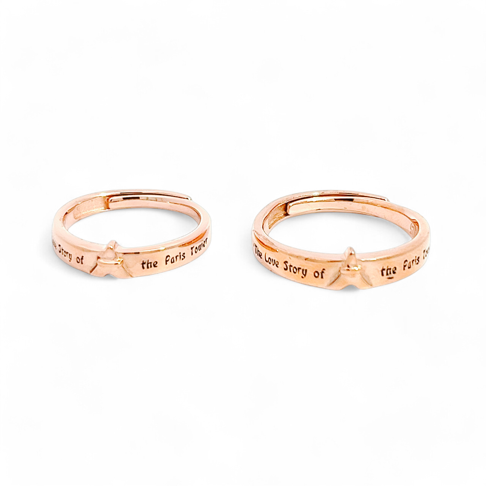 PurpleLuck Paris 925 Silver Couple Rings in Rose Gold and adjustable size
