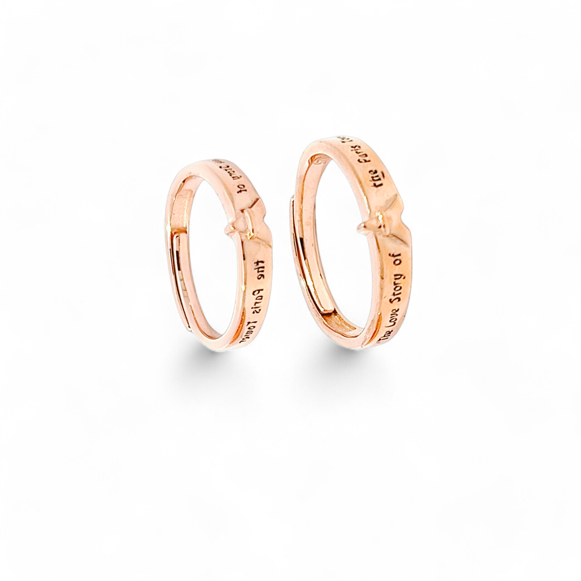 PurpleLuck Paris 925 Silver Couple Rings in Rose Gold and adjustable size