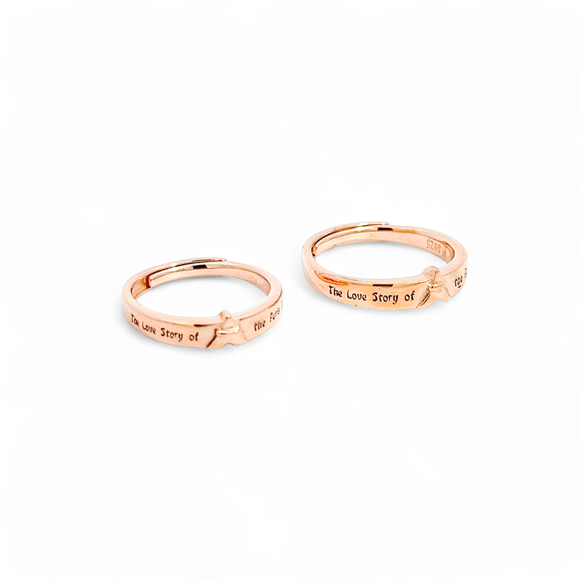 PurpleLuck Paris 925 Silver Couple Rings in Rose Gold and adjustable size