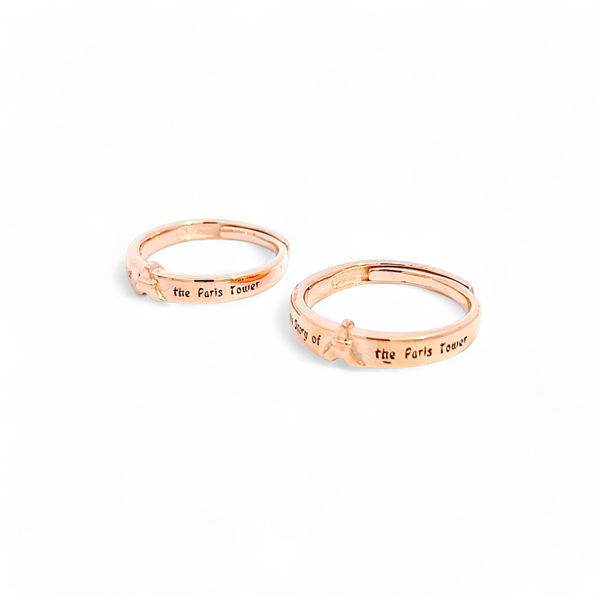PurpleLuck Paris 925 Silver Couple Rings in Rose Gold and adjustable size