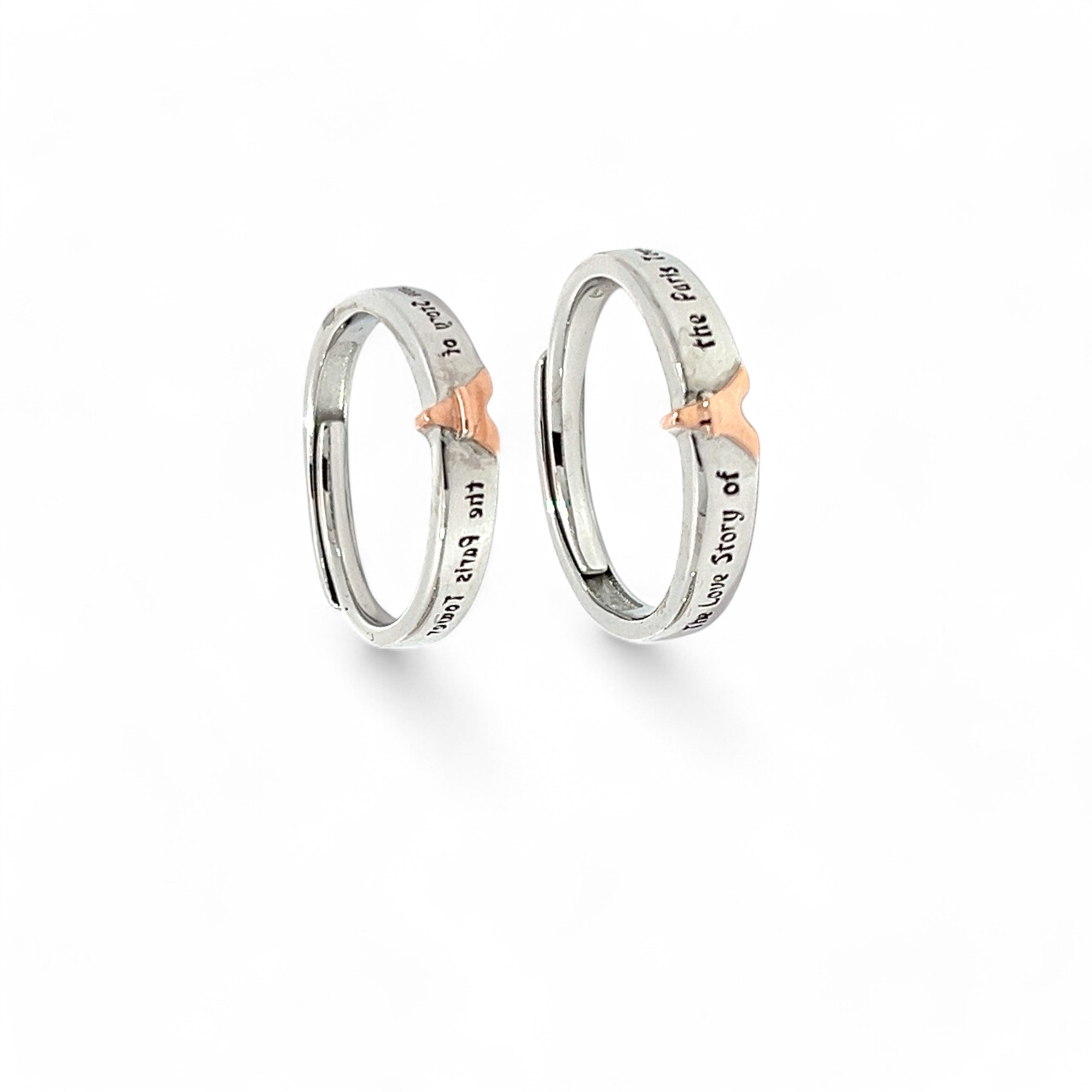 Purpleluck Paris Silver Couple Rings for Valentines Day Gift- Him and Her