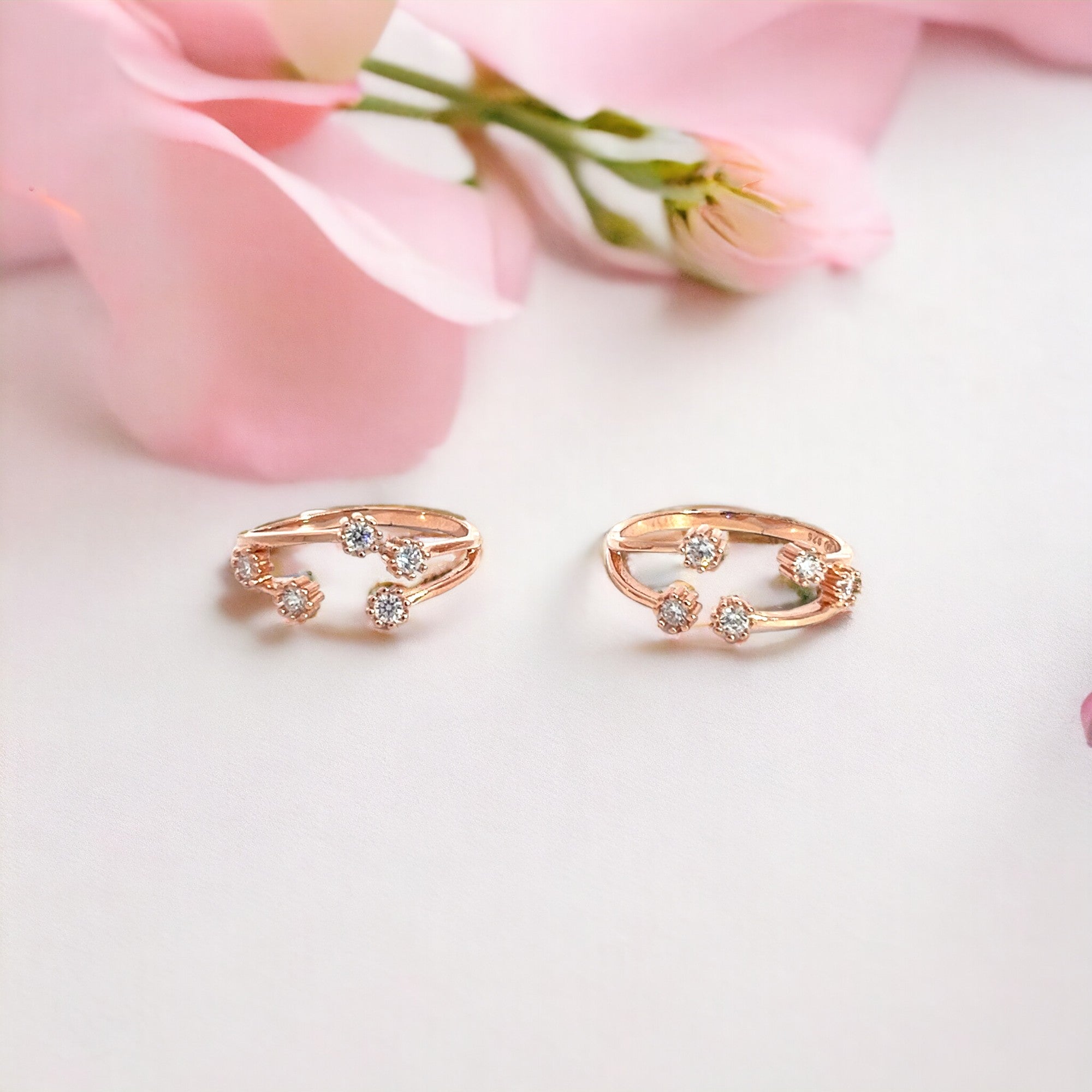 PurpleLuck Priyamani Rose Gold Toe Rings . Sterling Silver simple daily wear toe rings. Gift for Wife.
