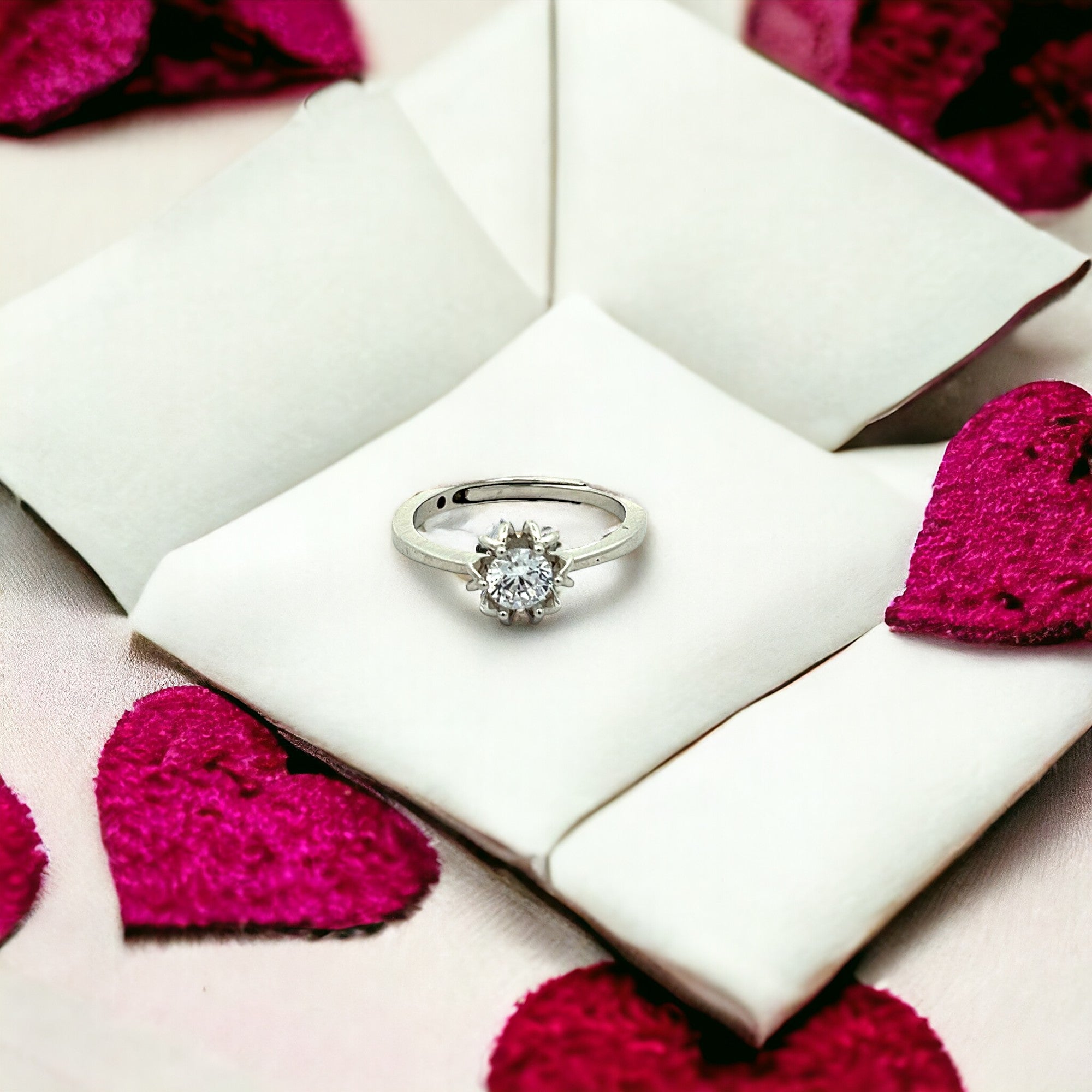PurpleLuck Rachel 925 Silver Solitaire Ring Dainty and adjustable ring for women and girls. Perfect for Romantic gift for girlfriend