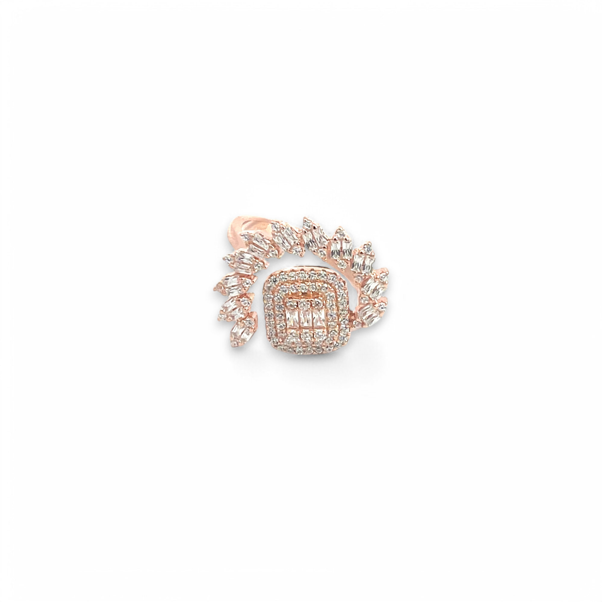 PurpleLuck Rose Gold Marquise Cascade Ring. Sterling Silver ring for festive wear