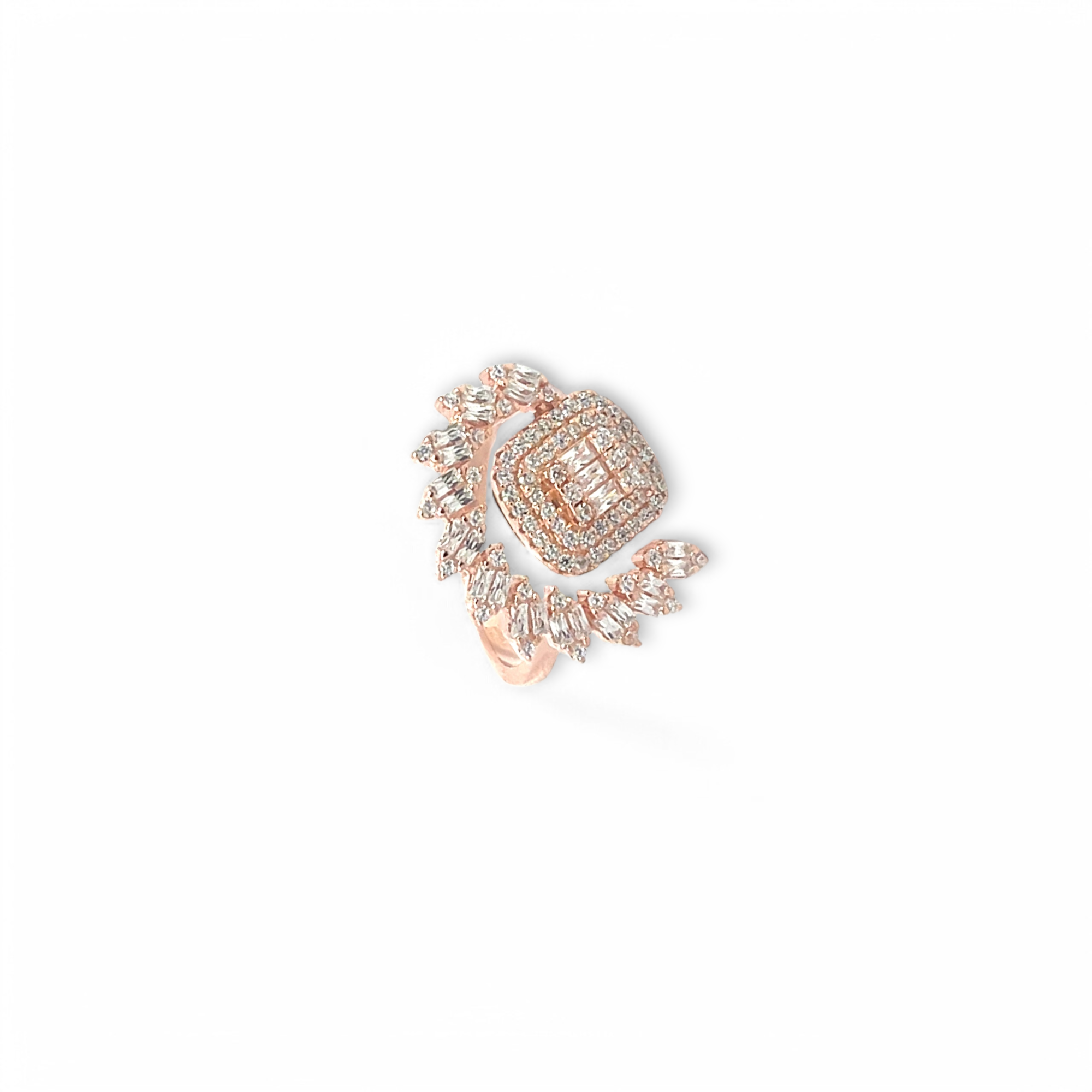 PurpleLuck Rose Gold Marquise Cascade Ring. Sterling Silver ring for festive wear