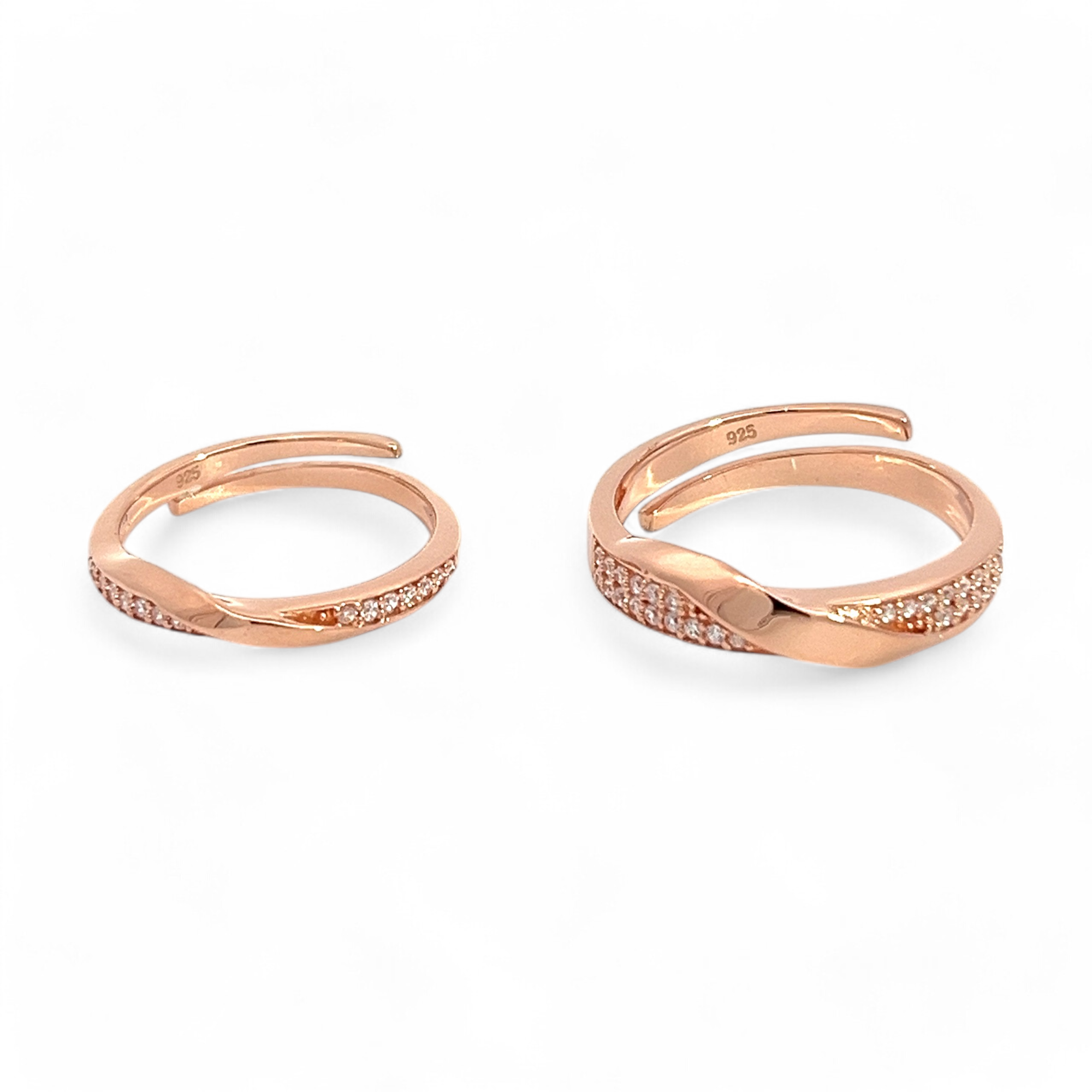 PurpleLuck Sakura 925 Silver Couple Rings in rose gold plating perfect present for Him and Her. Adjustable rings for Valentines day