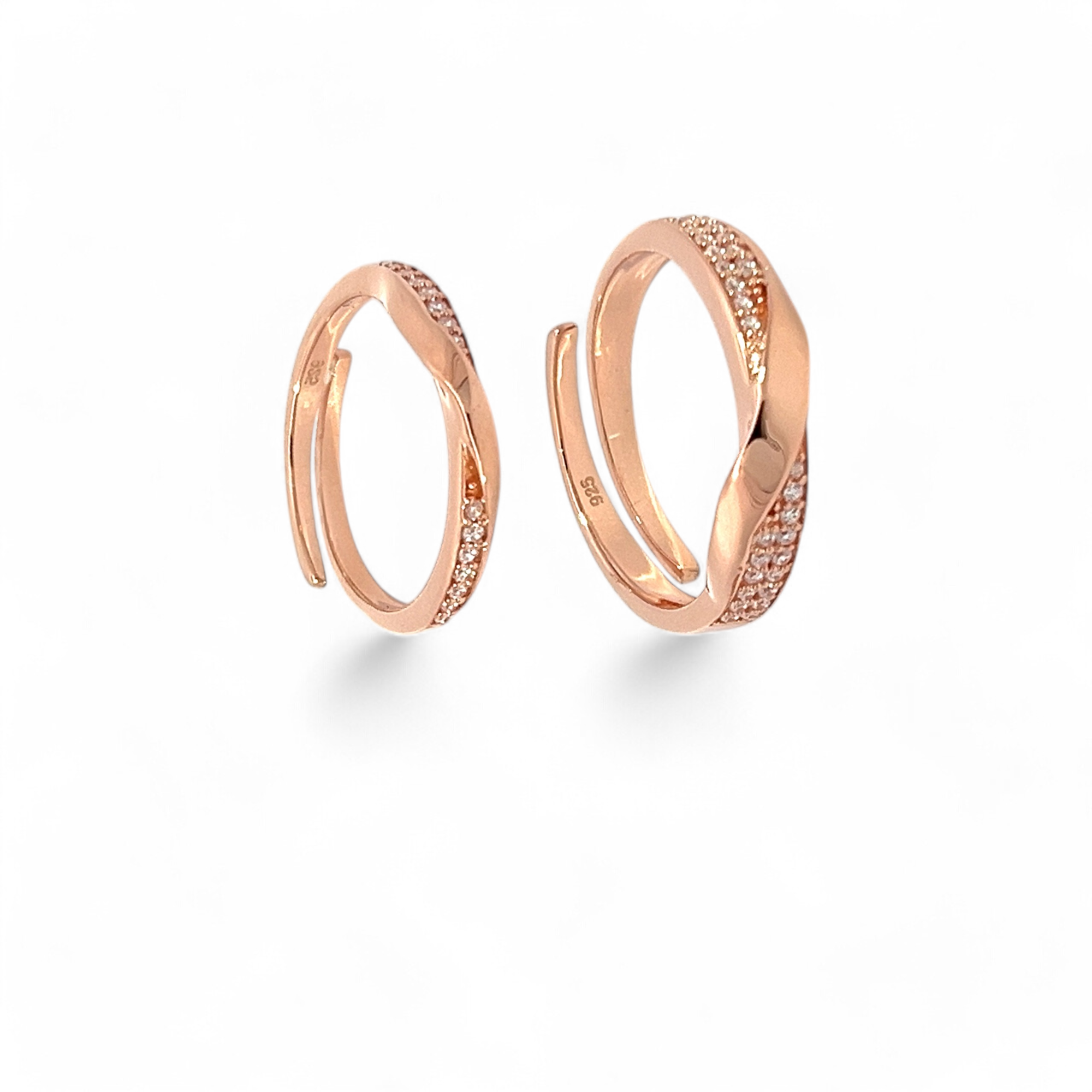 PurpleLuck Sakura 925 Silver Couple Rings in rose gold plating perfect present for Him and Her. Adjustable rings for Valentines day