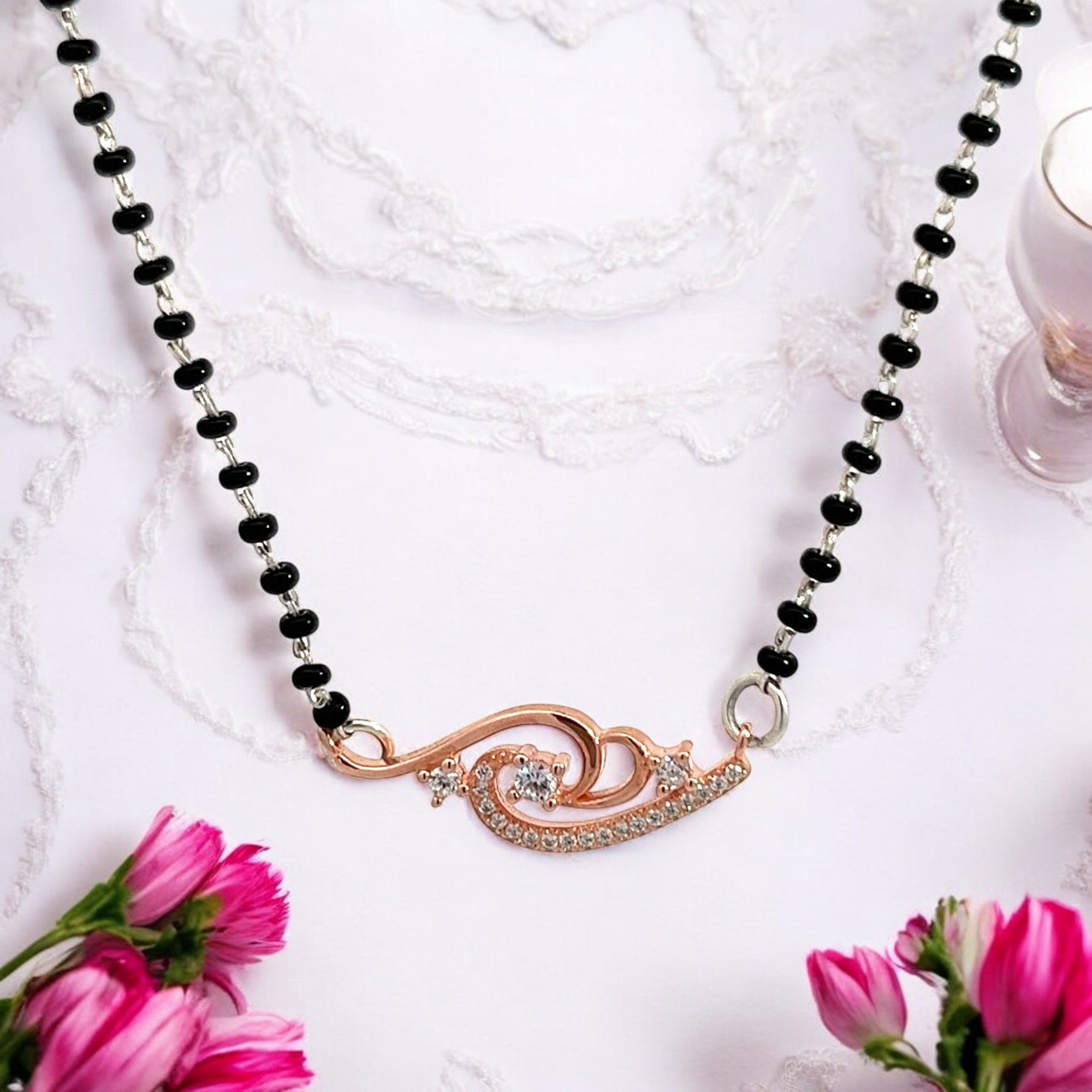 PurpleLuck Sowmya Rose Gold Mangalsutra 925 Silver elegant and dainty traditional wear