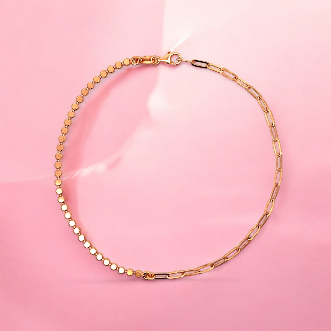 PurpleLuck Tamanna Rose Gold Italian Anklet. Sterling Silver simple daily wear anklet for women and girls. Ideal gift for wife