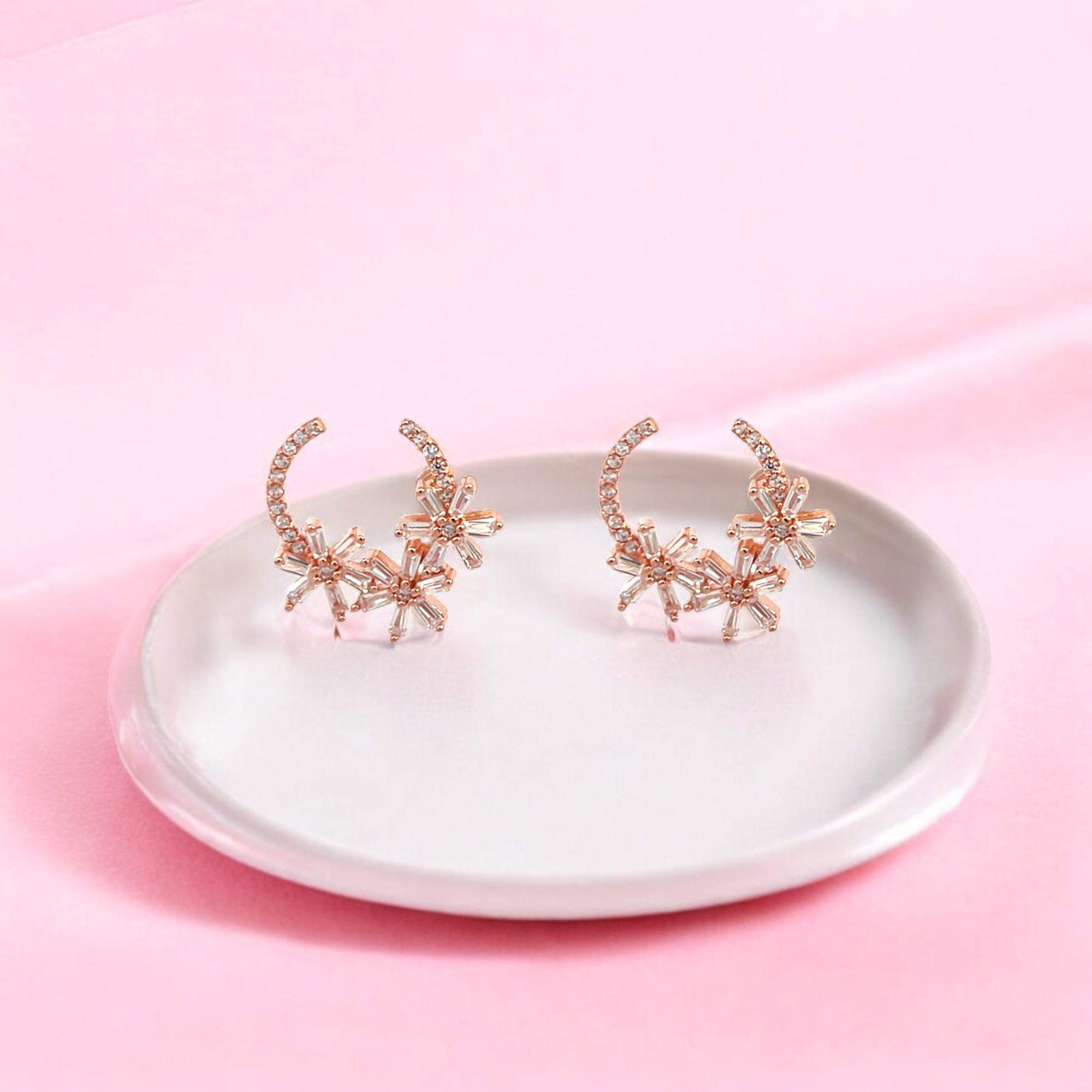 PurpleLuck 925 Silver Floral Wreath Earrings. Gift for girlfirend and wife