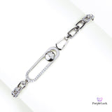 Purpleluck Minissha 925 Silver Bracelet in dainty design. Elegant charm bracelet for Women and girls. Ideal Gift for girlfriend.
