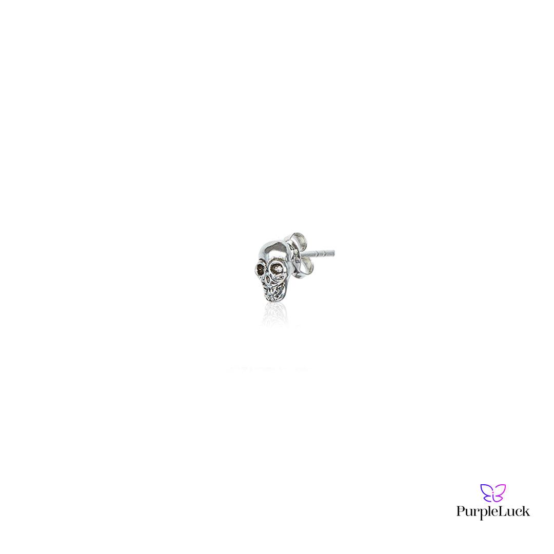 Anya Oxidized Silver Skull Earrings - purpleluck.co